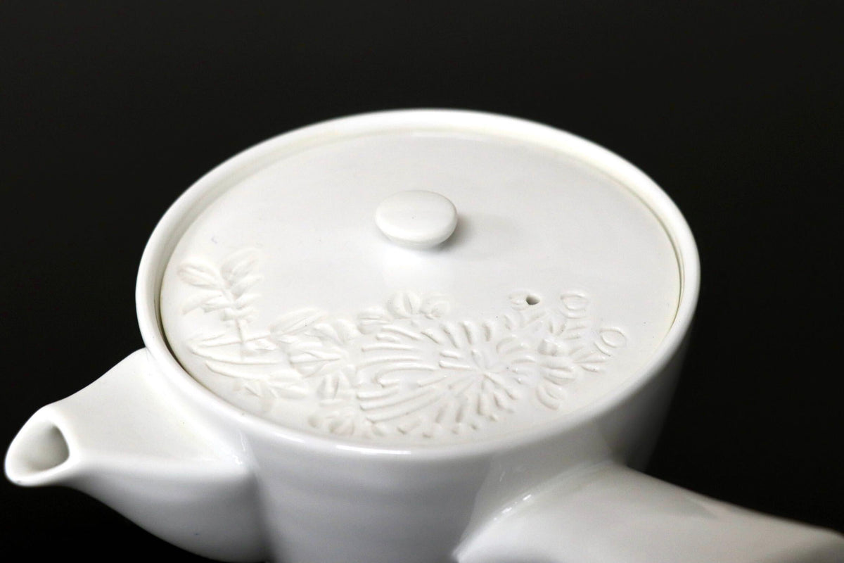 GMJH332AR◯急須 横手急須 煎茶器 茶銚 白磁急須 磁器急須 茶器 茶道具 和食器 陶器 在銘 和モダン