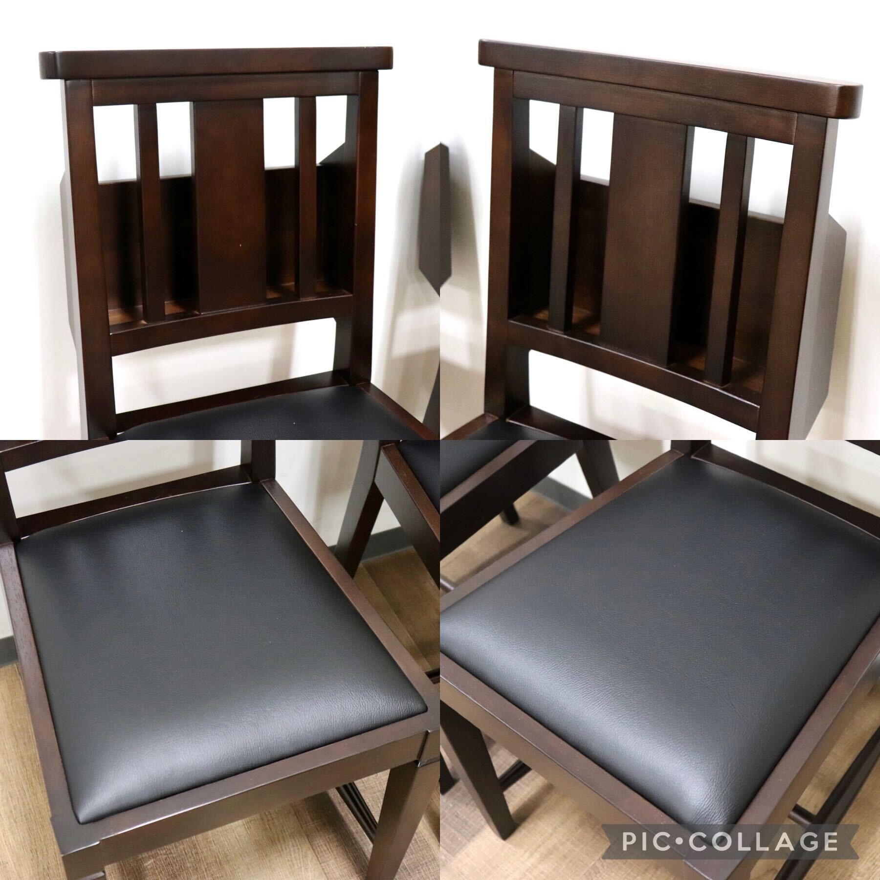 GMGN342F○CHERRY FURNITURE / 桜屋工業 ダイニングチェア チャーチチェア マガジンラック 合皮 ダークブラウン 2脚セット モダン 未使用品