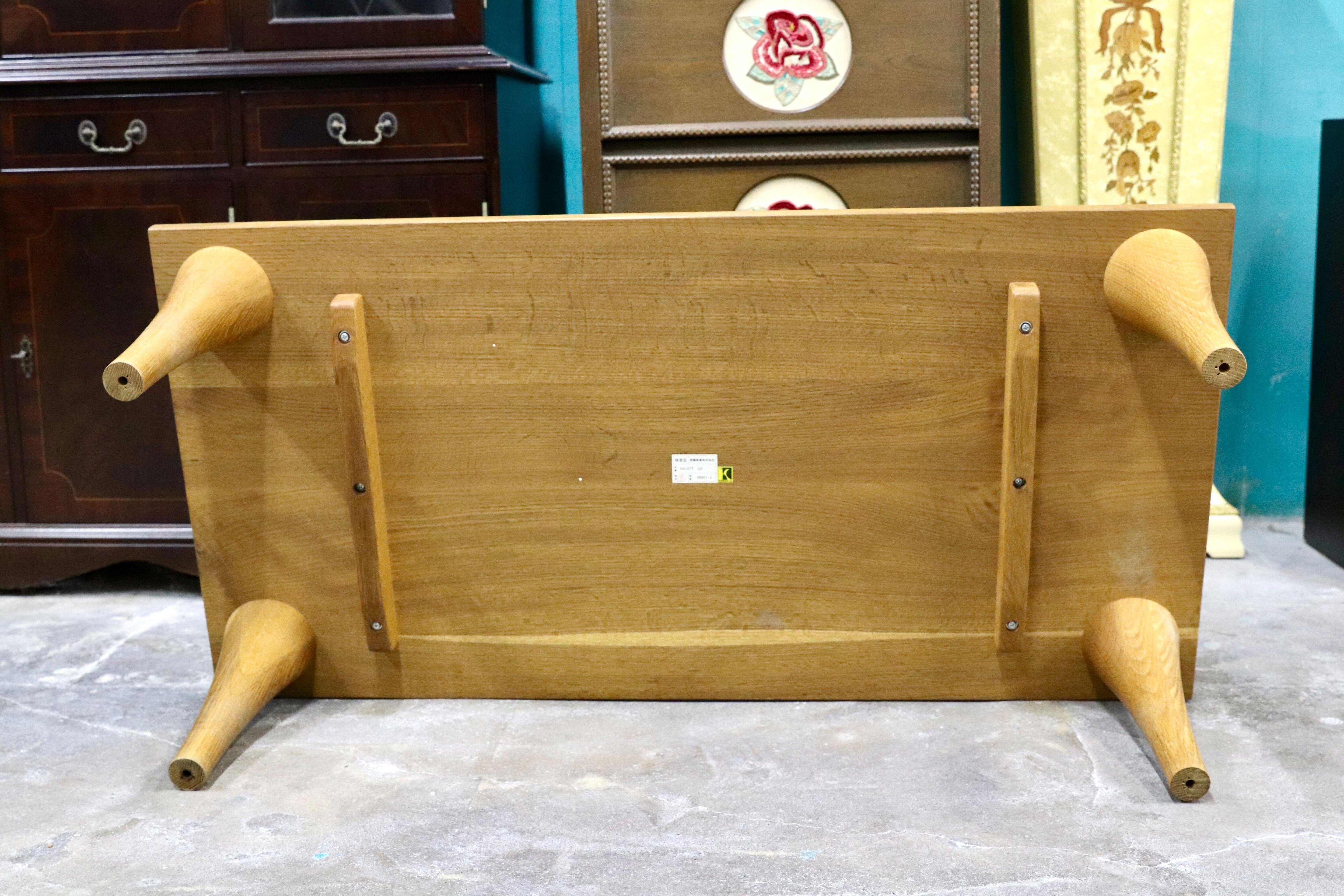 GMIK612○飛騨産業 / HIDA 森のことば センターテーブル リビングテーブル 応接机 オーク無垢材 節入り 佐々木敏光 定価17.7万