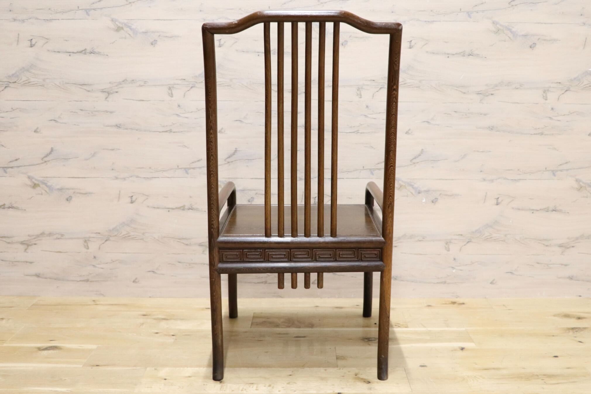 GMHS378L○唐木家具 鉄刀木 ダイニングチェア 食卓椅子 セミアームチェア アジアン ヴィンテージ オリエンタル 中国美術 椅子 木製家具