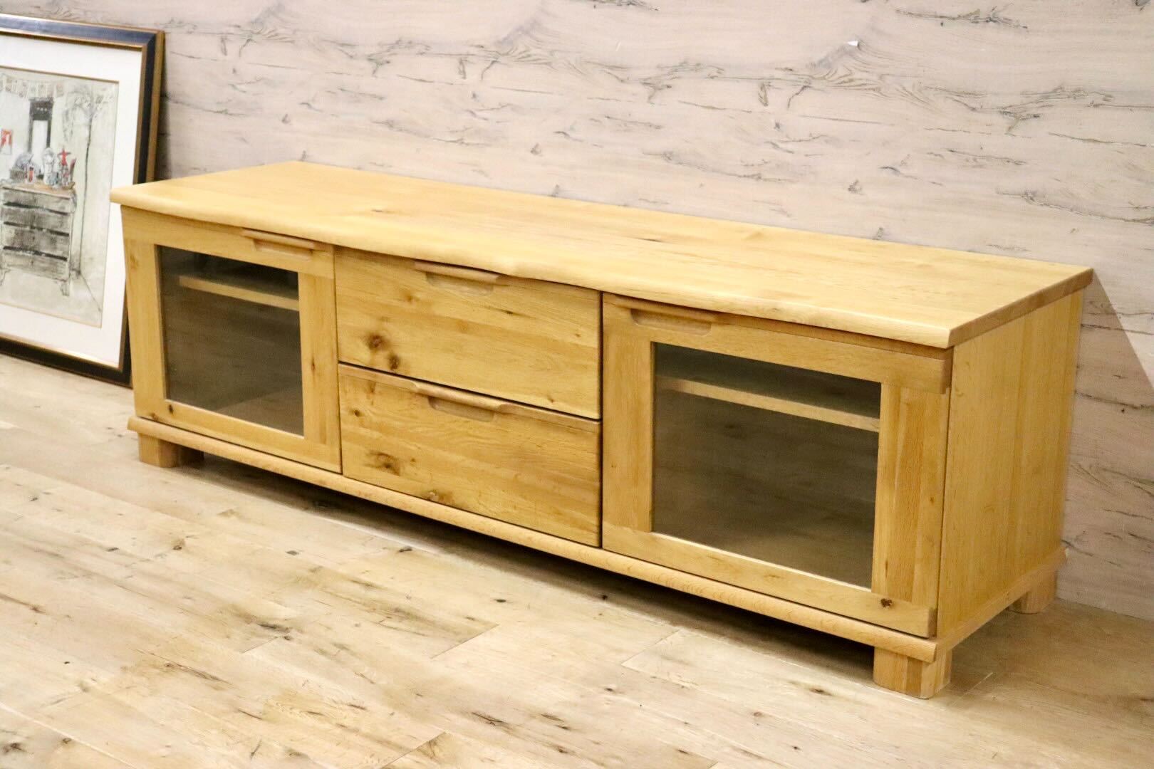 GMGH347○起立木工 / KIRITSU FURNITURE D-OAK TVボード AVボード ローボード リビング収納 オーク無垢材 北欧スタイル 美品