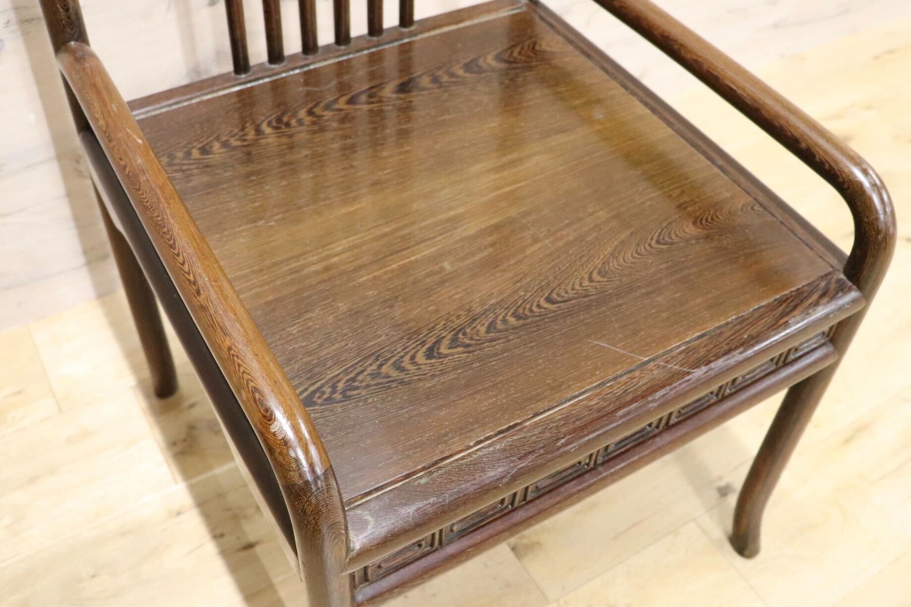 GMHS378L○唐木家具 鉄刀木 ダイニングチェア 食卓椅子 セミアームチェア アジアン ヴィンテージ オリエンタル 中国美術 椅子 木製家具