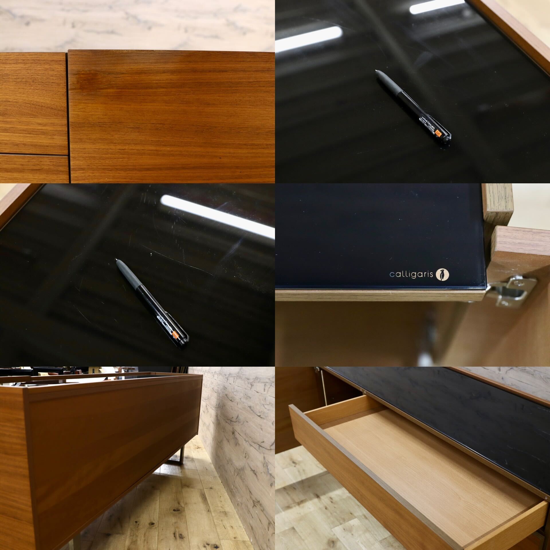 GMHS397○Calligaris / カリガリス HORIZON サイドボード リビングボード Marelli & Molteni イタリアモダン ウォールナット 北欧スタイル