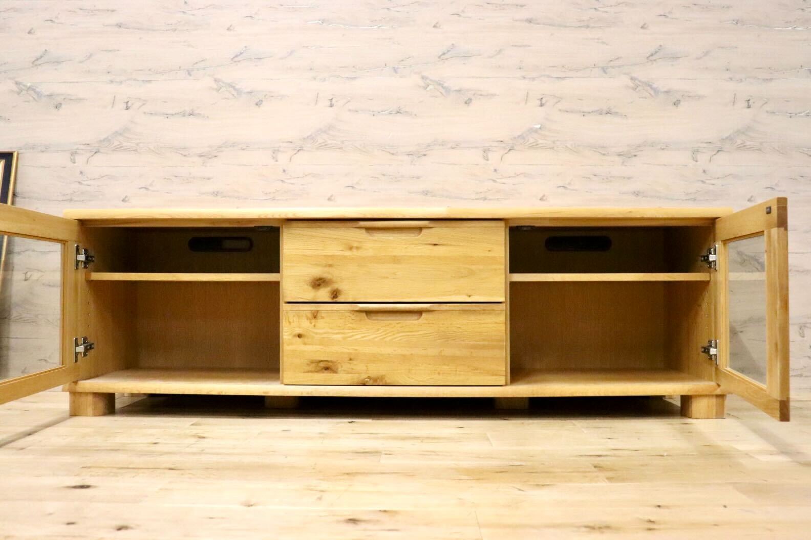 GMGH347○起立木工 / KIRITSU FURNITURE D-OAK TVボード AVボード ローボード リビング収納 オーク無垢材 北欧スタイル 美品