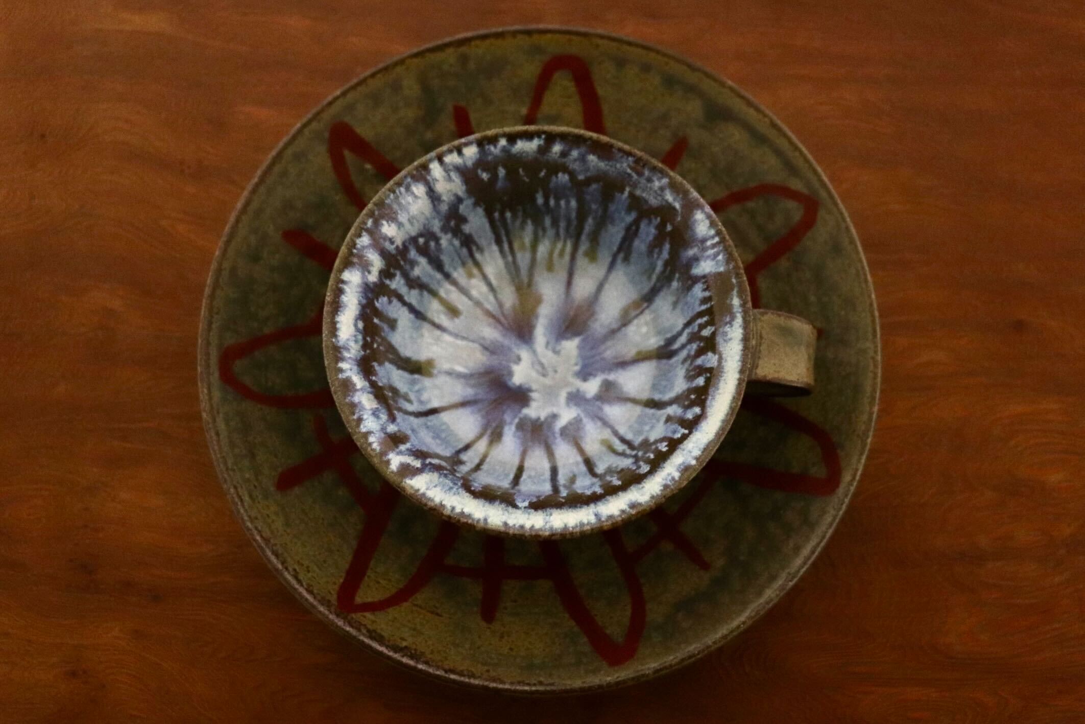 GMIO441○千代市陶房 清水千代市 丹波焼 紅茶碗皿 カップ&ソーサー ティーカップ 伝統工芸 未使用