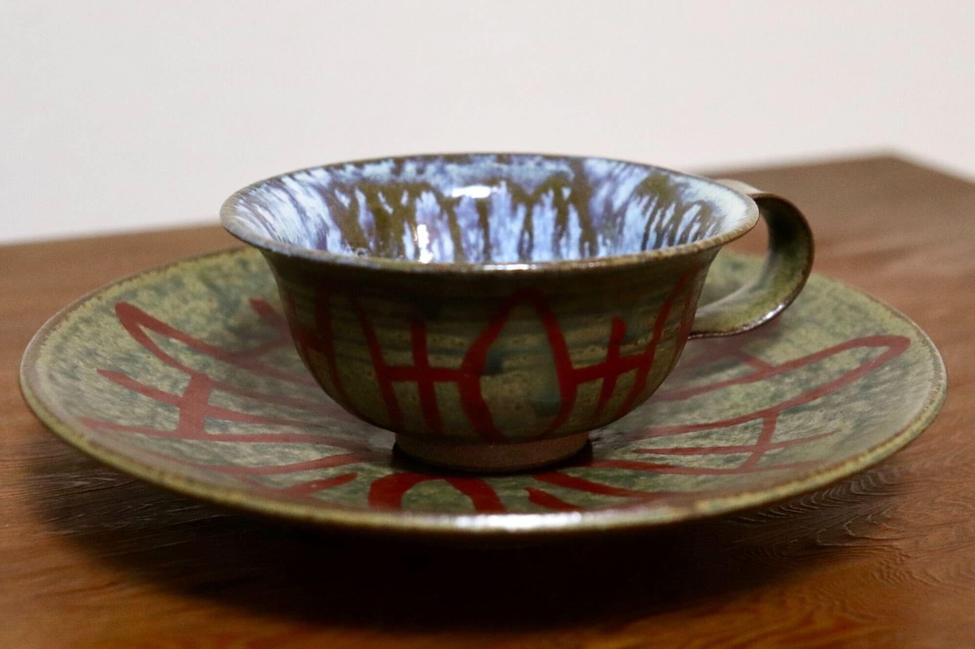 GMIO441○千代市陶房 清水千代市 丹波焼 紅茶碗皿 カップ&ソーサー ティーカップ 伝統工芸 未使用