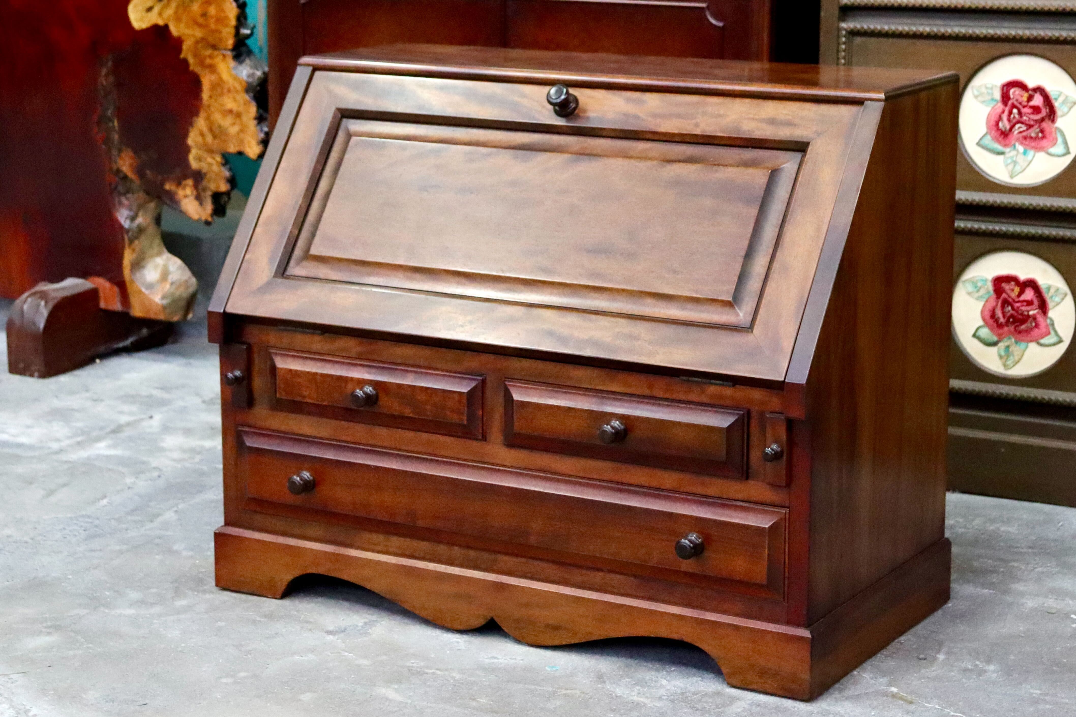 GMIH410○九州民芸家具 ライティングビューロー デスク 学習机 書斎机 机 キャビネット 無垢 和家具 和モダン レトロ アンティーク