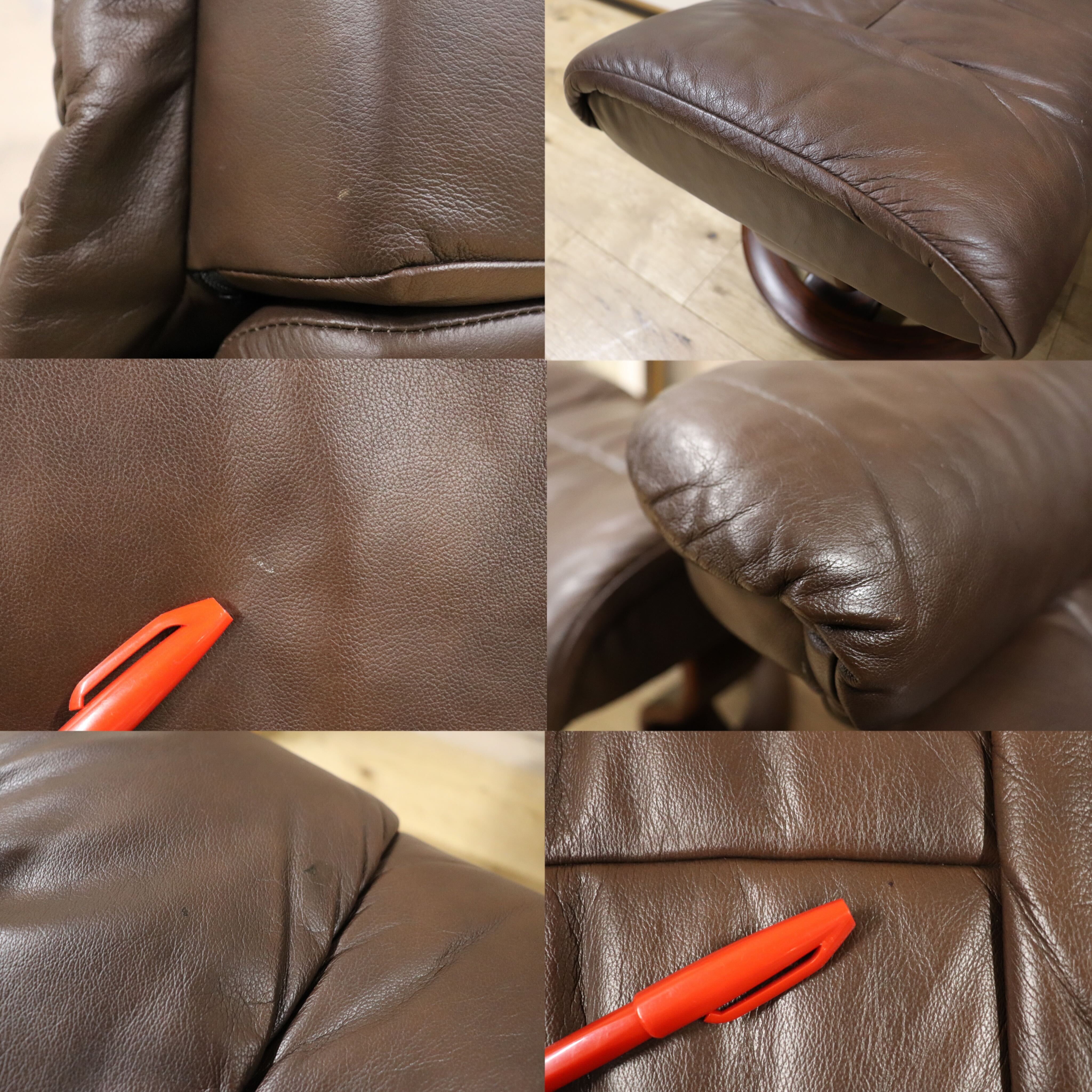 GMGH314○EKORNES / エコーネス Reno レノ ストレスレスチェア オットマン リクライニングチェア Sサイズ 本革 定価約44万 美品