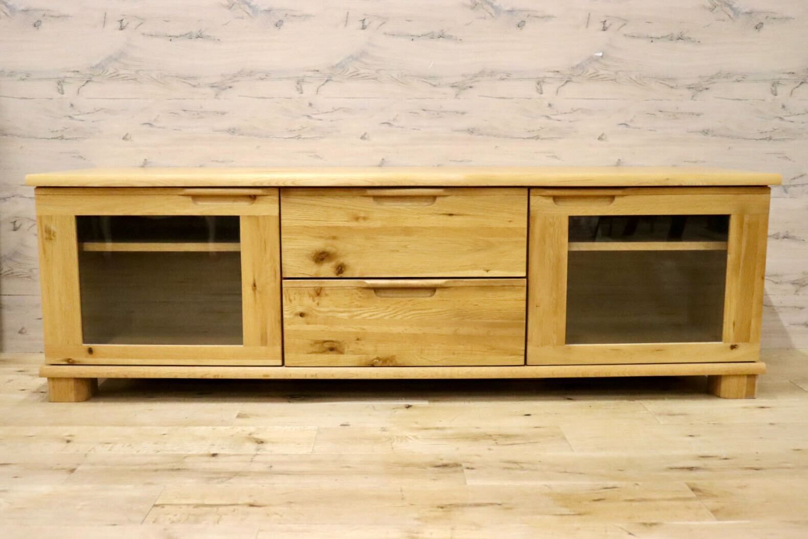 GMGH347○起立木工 / KIRITSU FURNITURE D-OAK TVボード AVボード ローボード リビング収納 オーク無垢材 北欧スタイル 美品