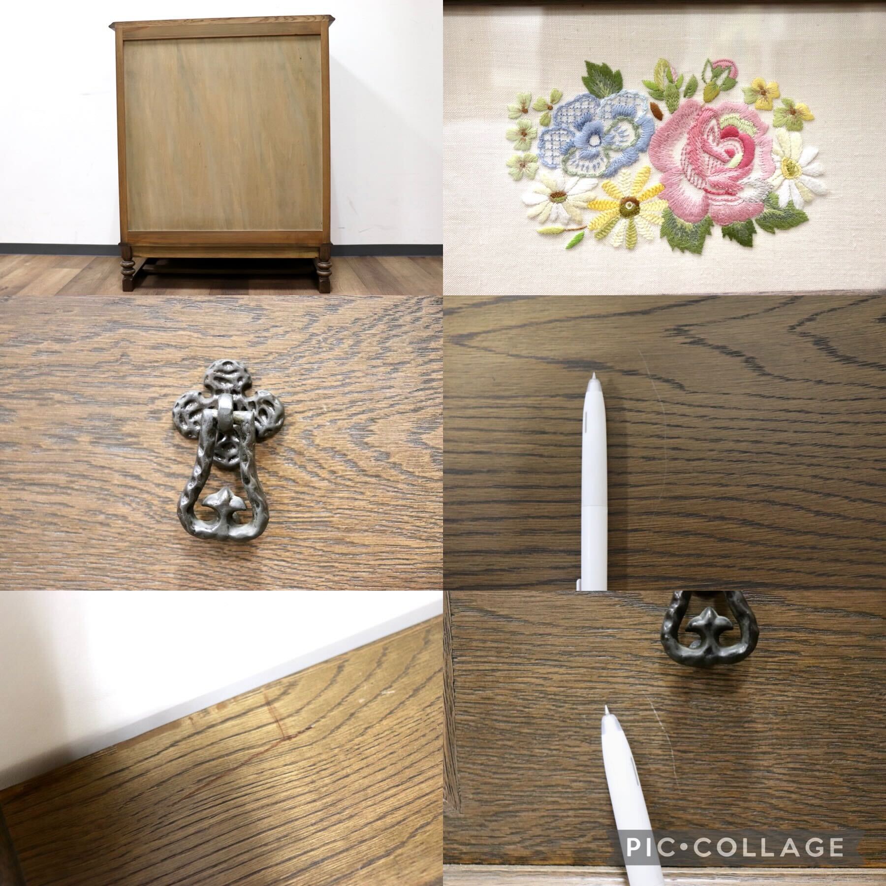 GMGN349○神戸家具 洋家具 伊藤家具 3段チェスト 整理タンス 彫刻 オーク材 クラシカル 花柄 和製ヴィンテージ アンティーク 検)永田良介