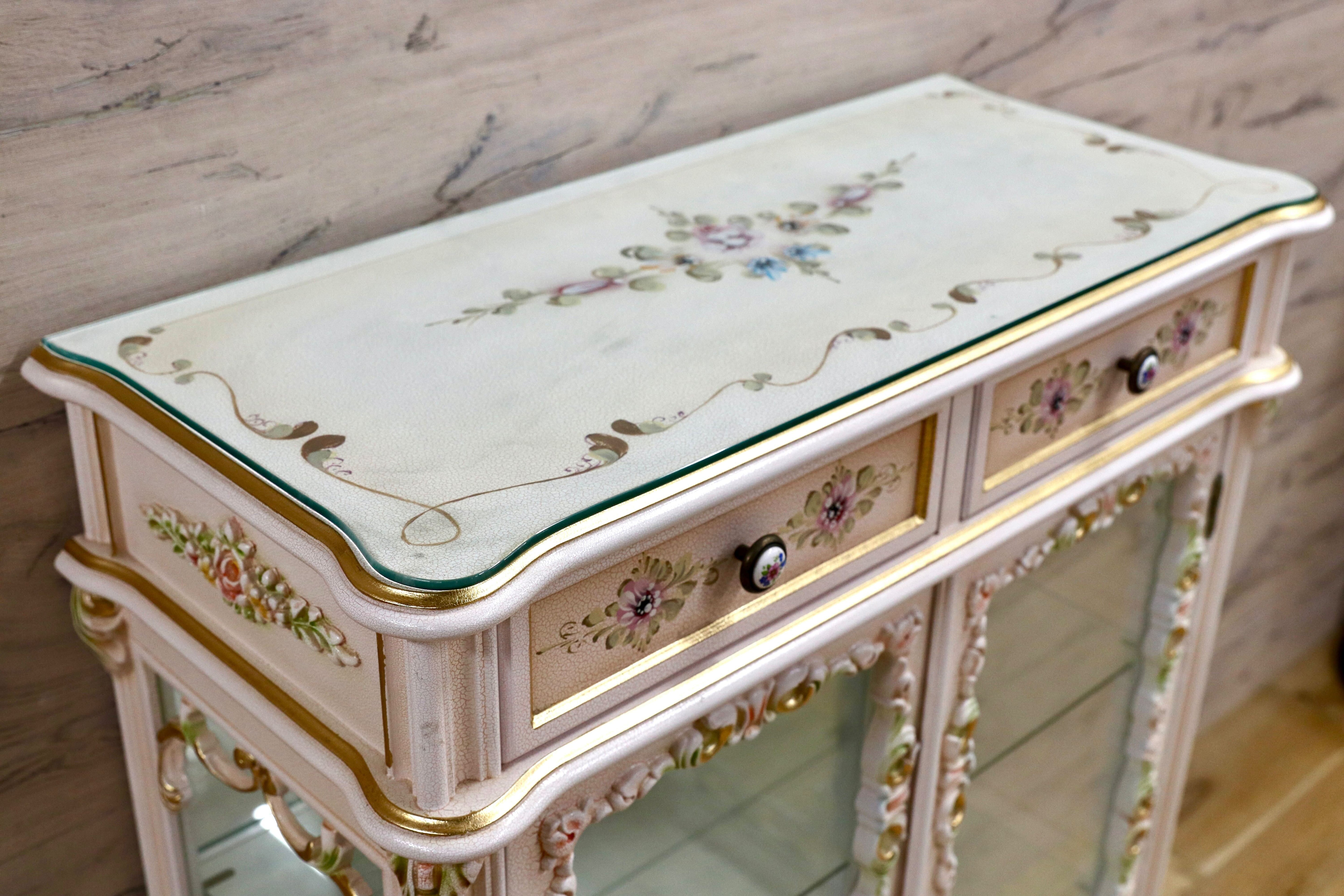 GMHN307○ロココ調 クラシック エレガント キャビネット 飾り棚 コレクションケース イタリアモダン