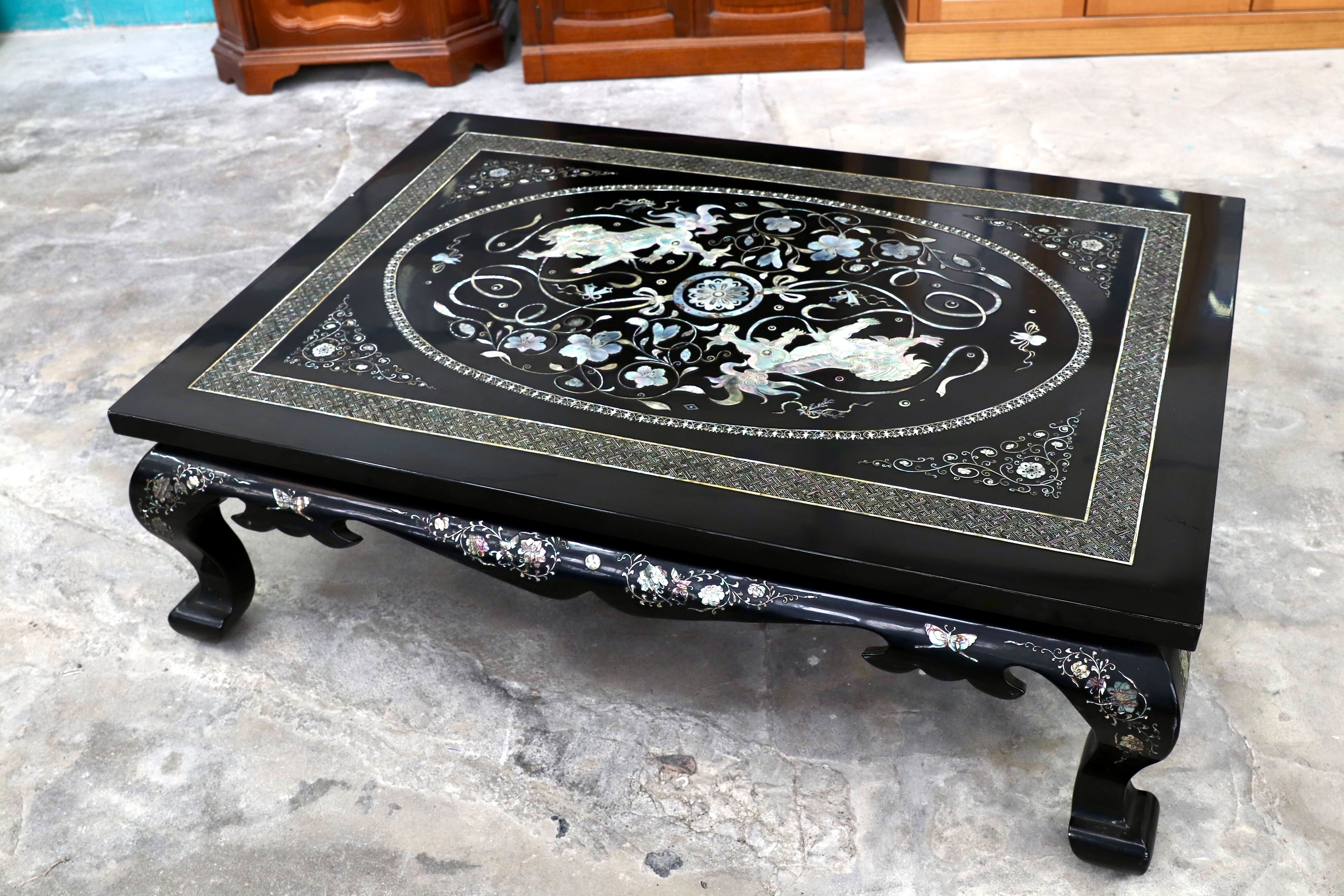 GMIH70○螺鈿細工 李朝家具 座卓 センターテーブル リビングテーブル ローテーブル アンティーク