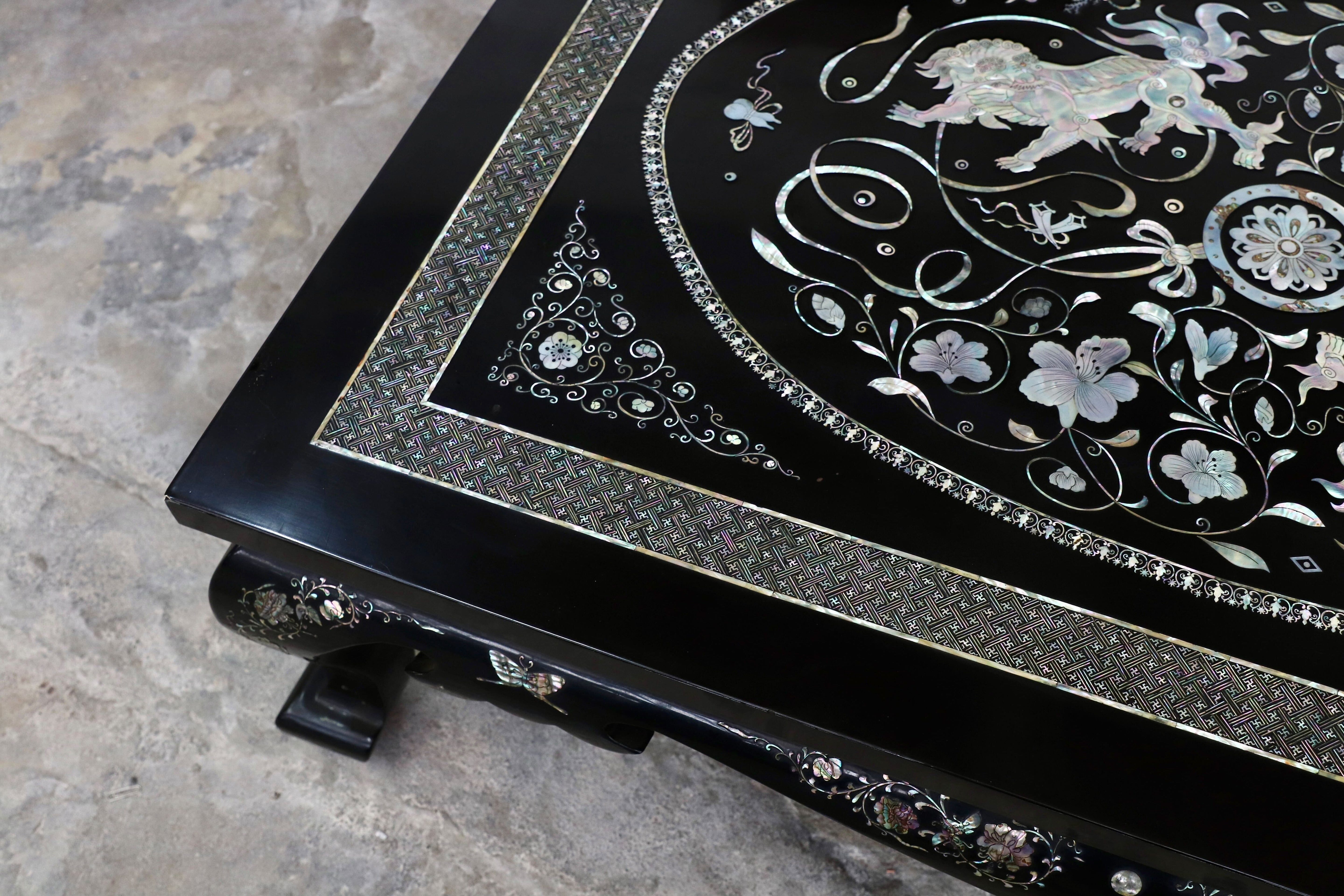 GMIH70○螺鈿細工 李朝家具 座卓 センターテーブル リビングテーブル ローテーブル アンティーク