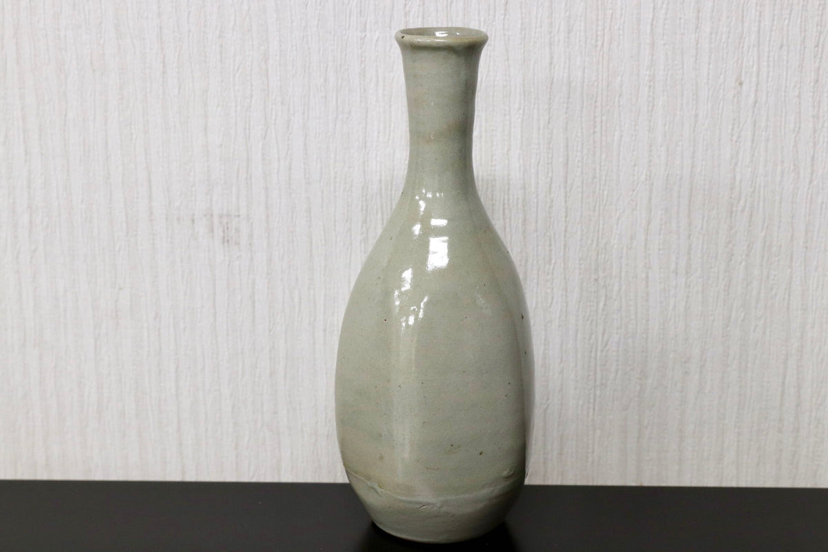 GMJO136F○染付 草花文 鶴首花入 花瓶 在銘 呉須 古陶磁 茶道具 華道具 古美術