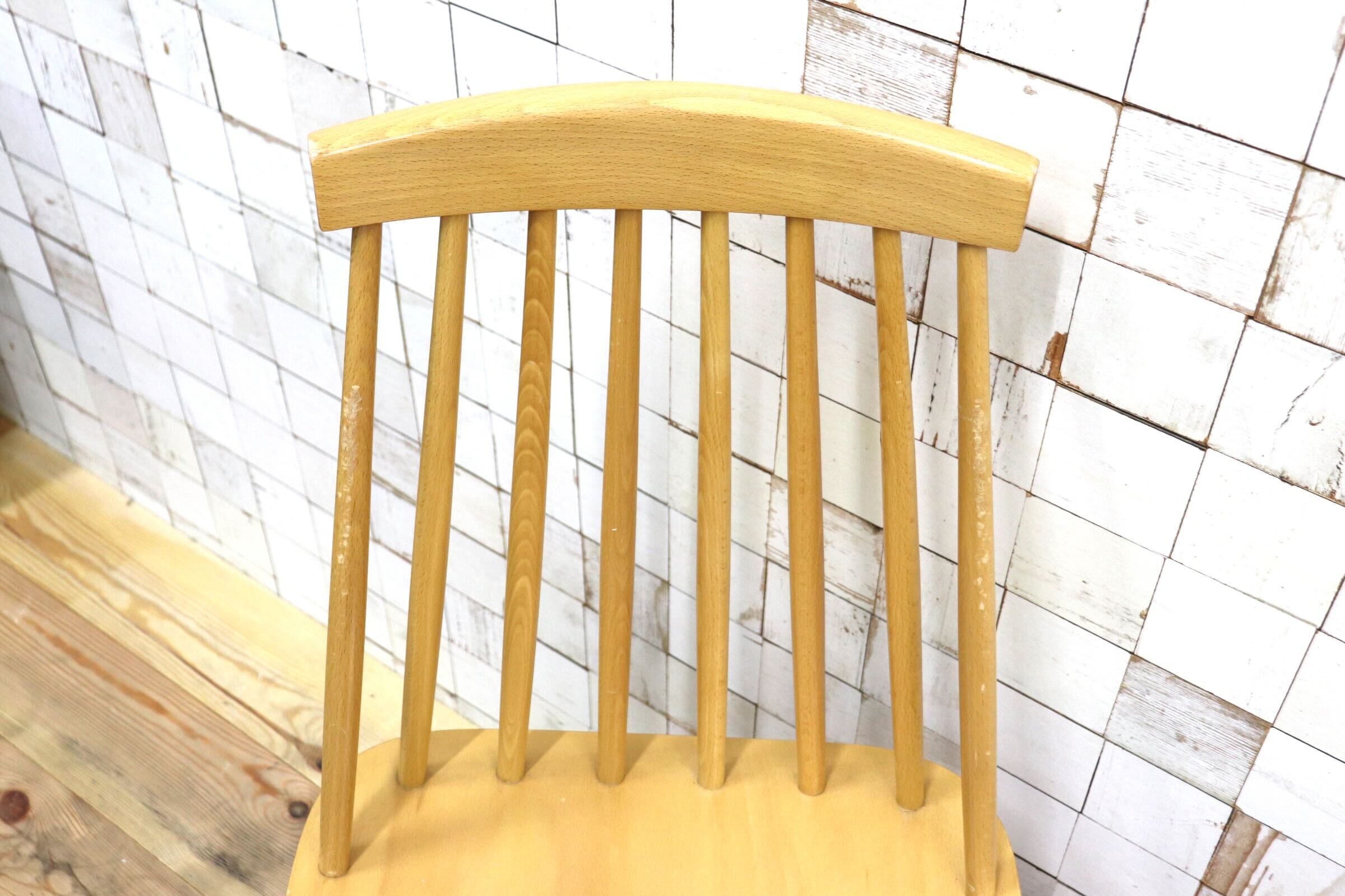 GMIH499D〇北欧スタイル ウィンザーチェア 2脚セットダイニングチェア 木製 ナチュラル スピンドルバック