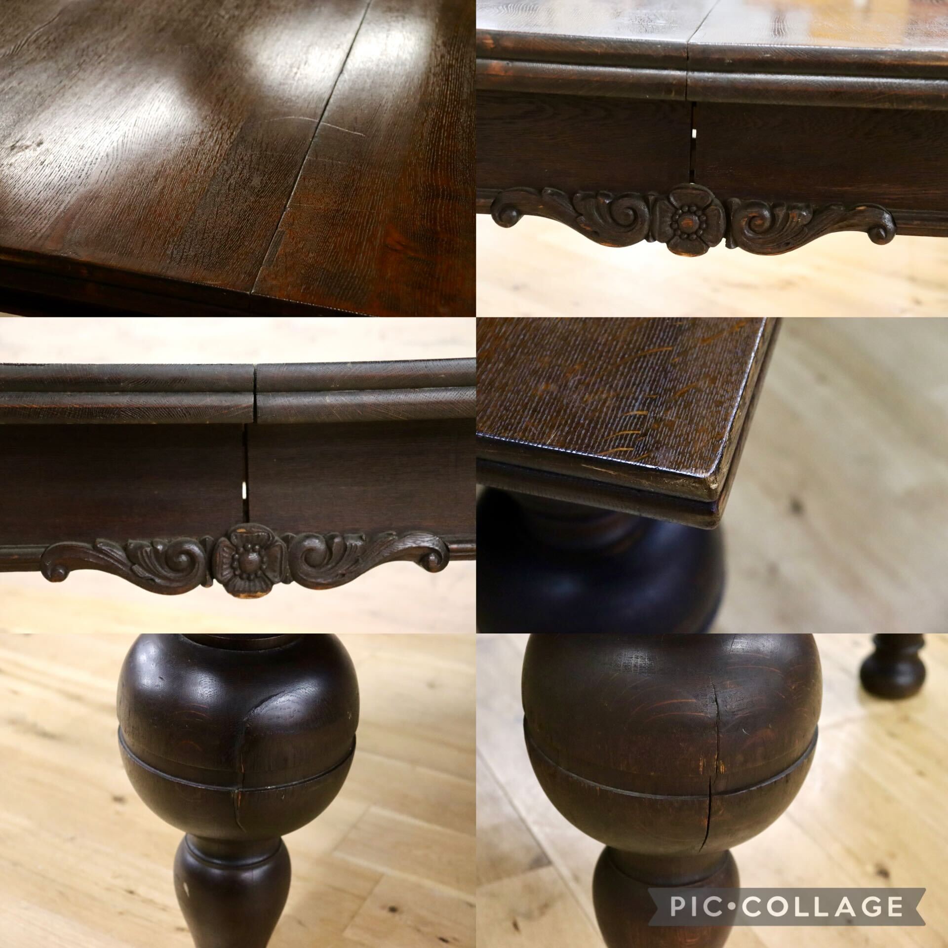 GMGH368○デンマーク製 オーク材 ダイニングテーブル 食卓テーブル ブルボーズレッグ ヴィンテージ 北欧 店舗什器 定価約46万 長期展示品