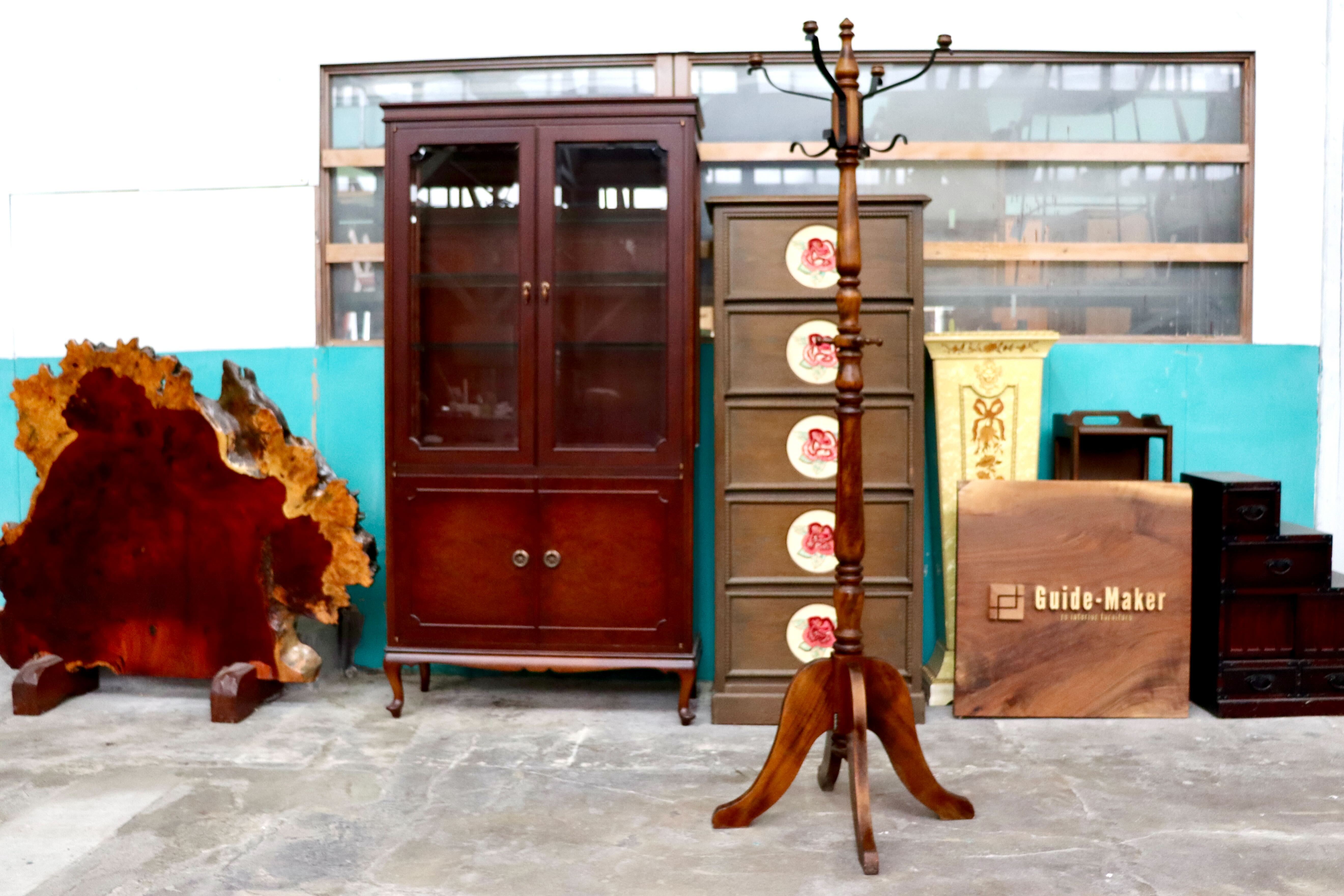 GMIS507○karimoku / カリモク コロニアル コートハンガー ポールハンガー 帽子掛け ポールスタンド レトロ 国産家具