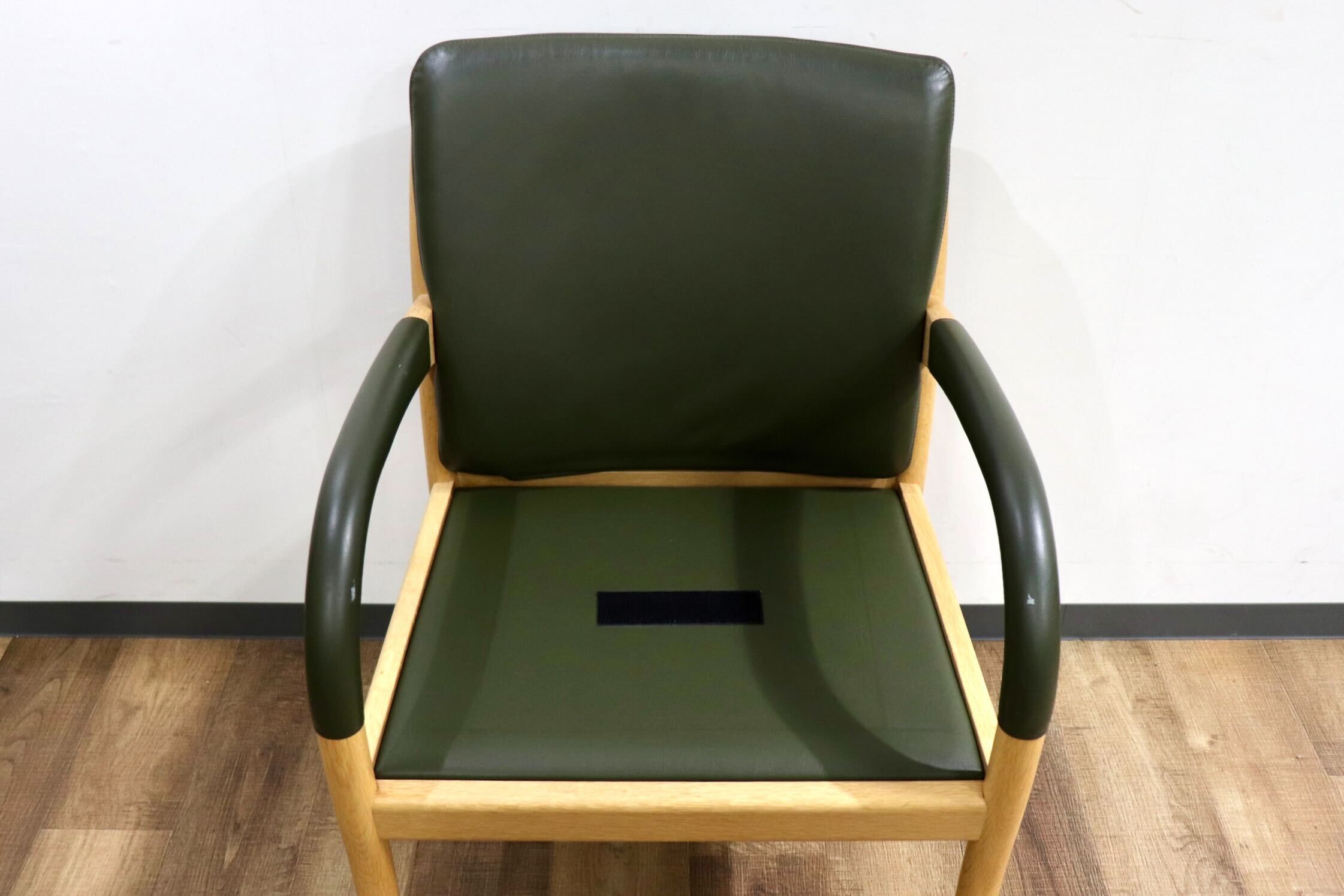 GMIH25C○匠工芸 / TAKUM Jazz アームチェア ダイニングチェア 椅子 チェア 国産家具 本革 グリーン オーク無垢材 検)カンディハウス