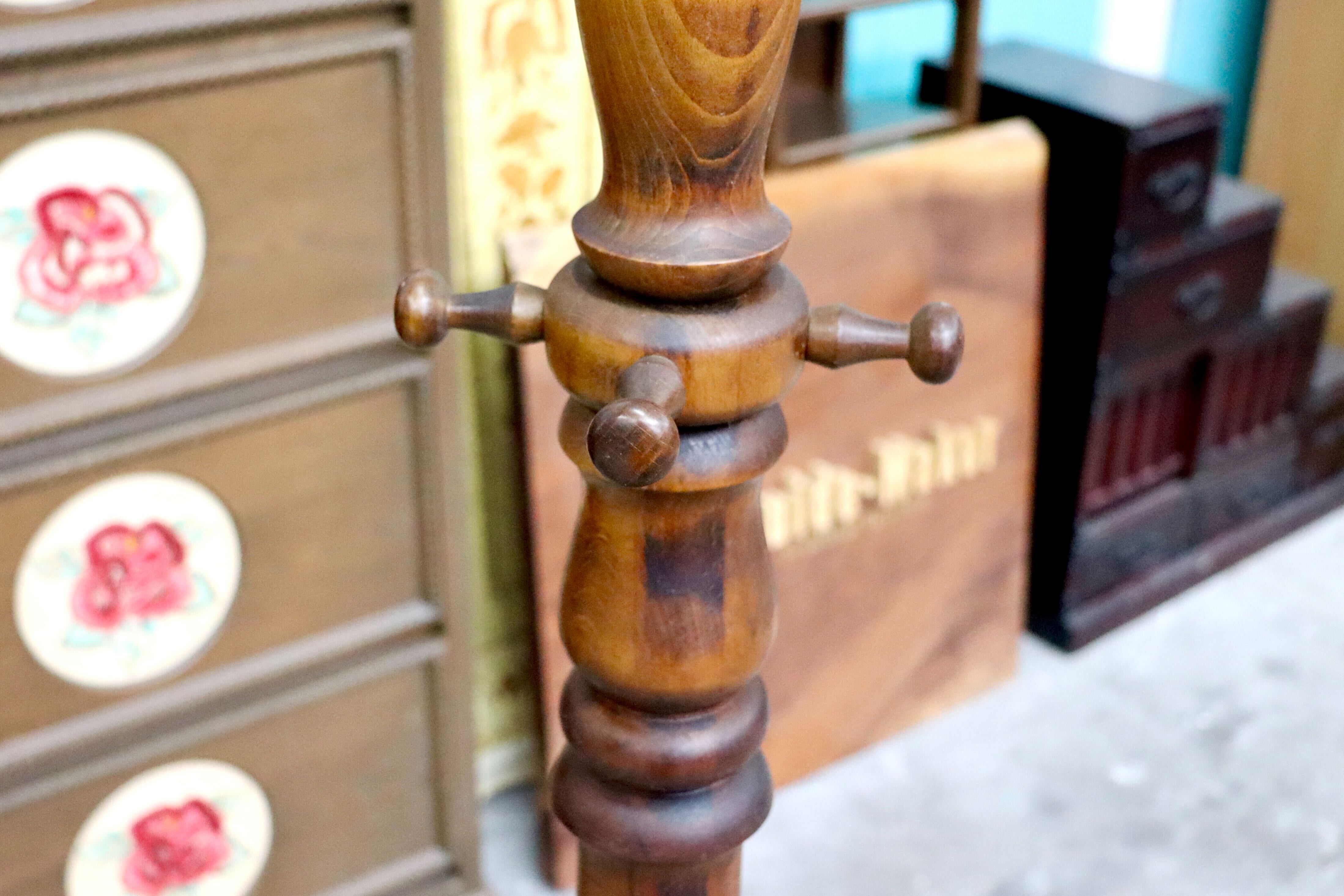 GMIS507○karimoku / カリモク コロニアル コートハンガー ポールハンガー 帽子掛け ポールスタンド レトロ 国産家具