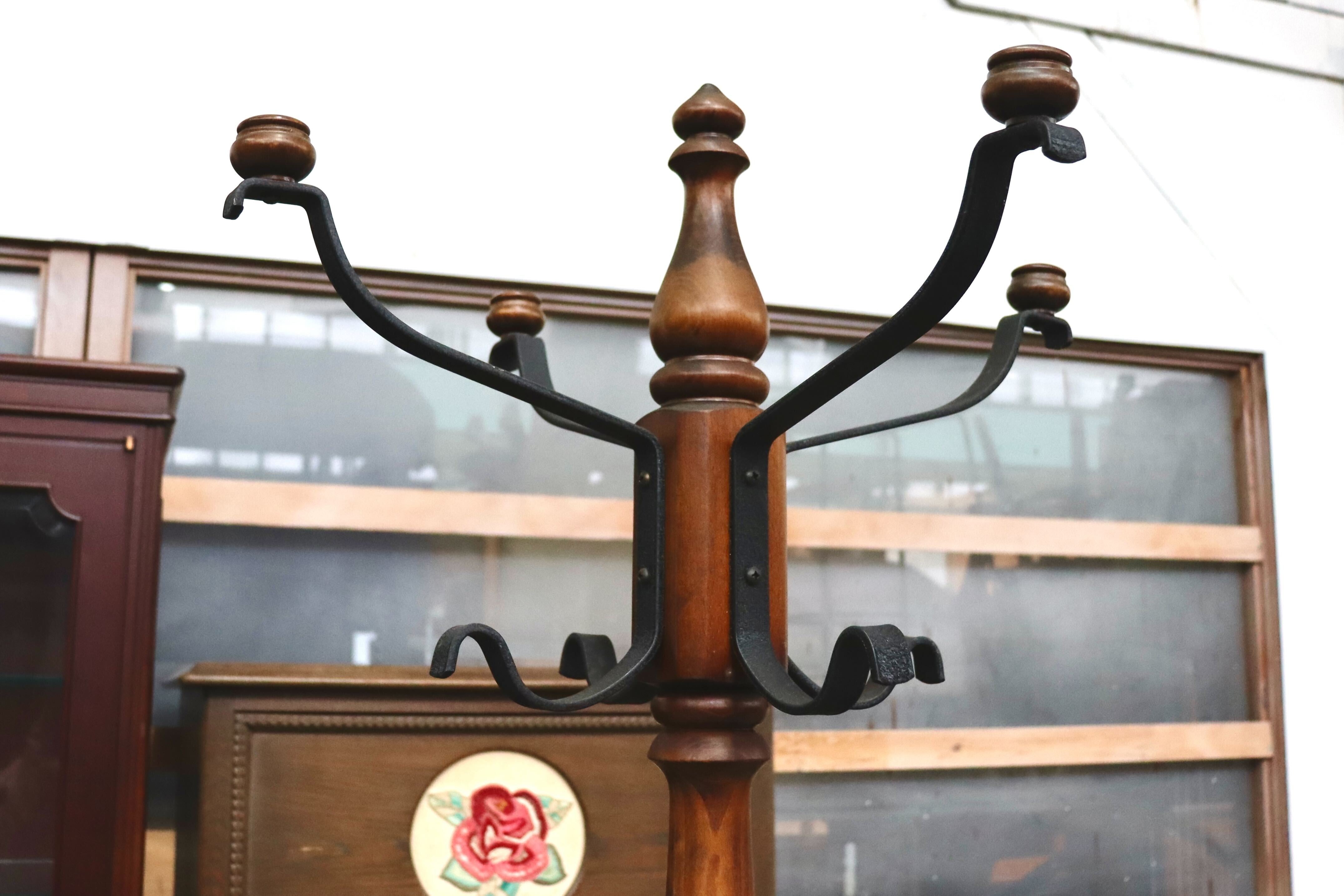 GMIS507○karimoku / カリモク コロニアル コートハンガー ポールハンガー 帽子掛け ポールスタンド レトロ 国産家具