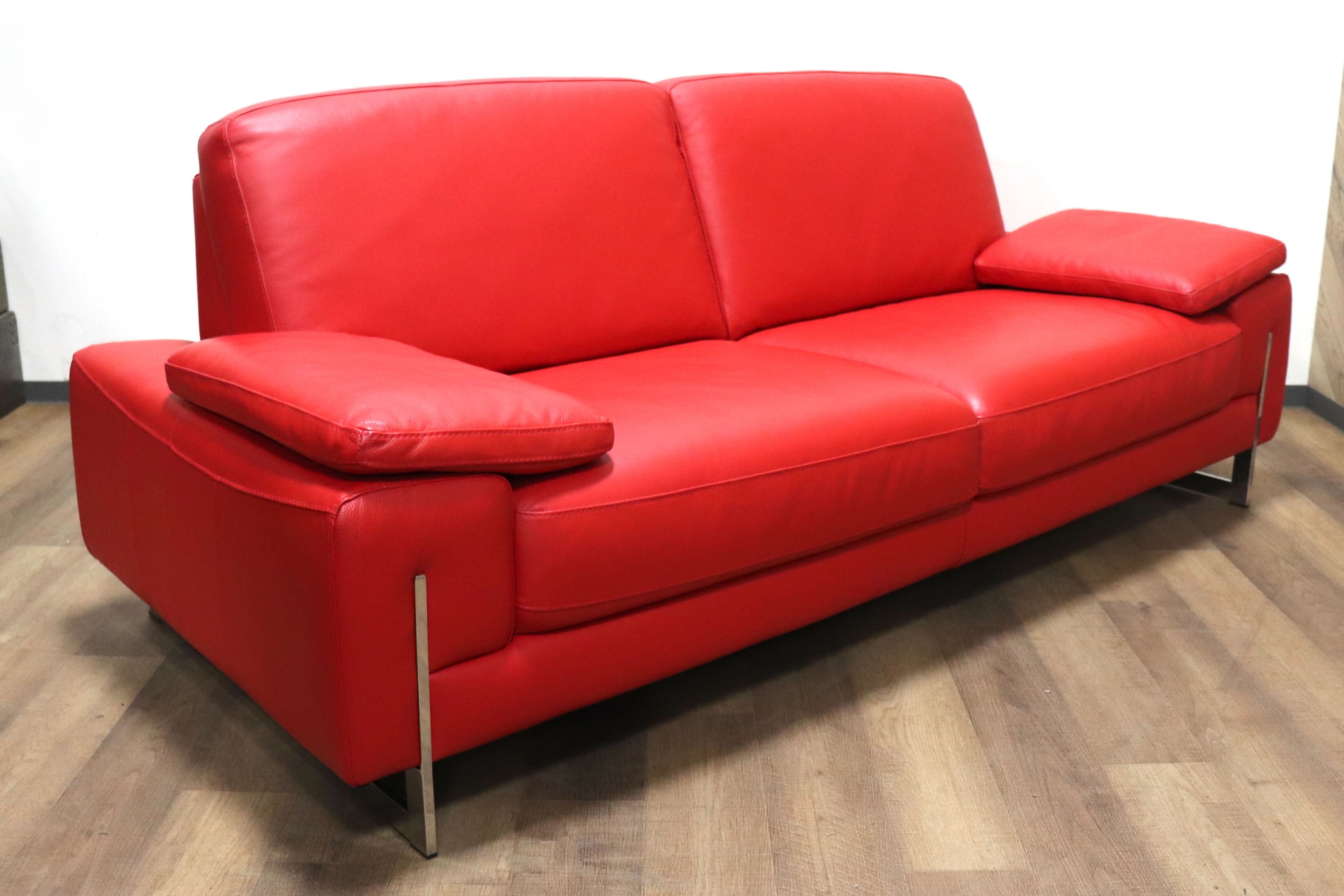 GMHN156○IDC大塚家具 Genova ジェノバ 3人掛けソファ トリプルソファ ワイドソファ レッド 総革 イタリア製