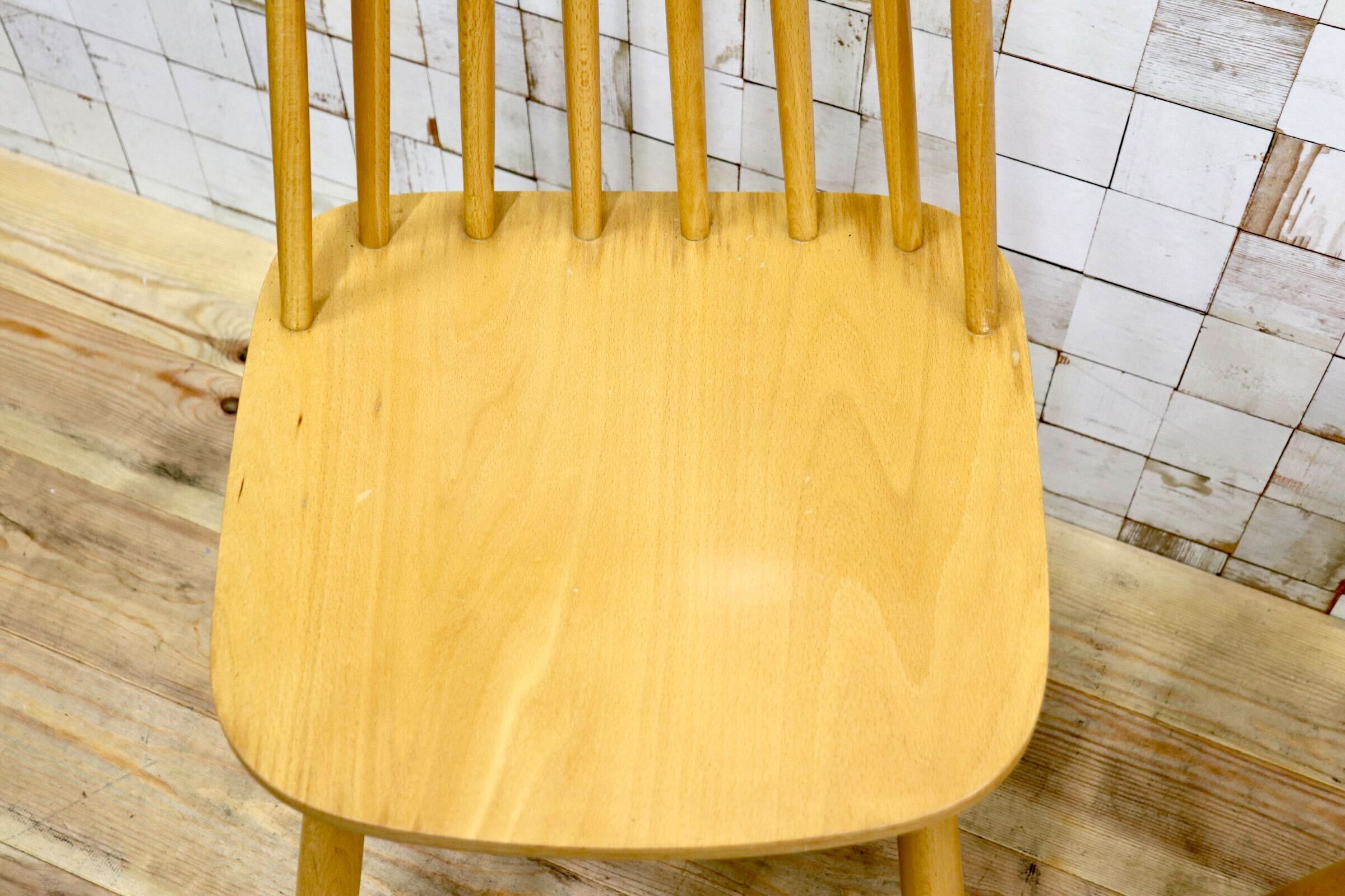 GMIH499F〇北欧スタイル ウィンザーチェア 2脚セットダイニングチェア 木製 ナチュラル スピンドルバック
