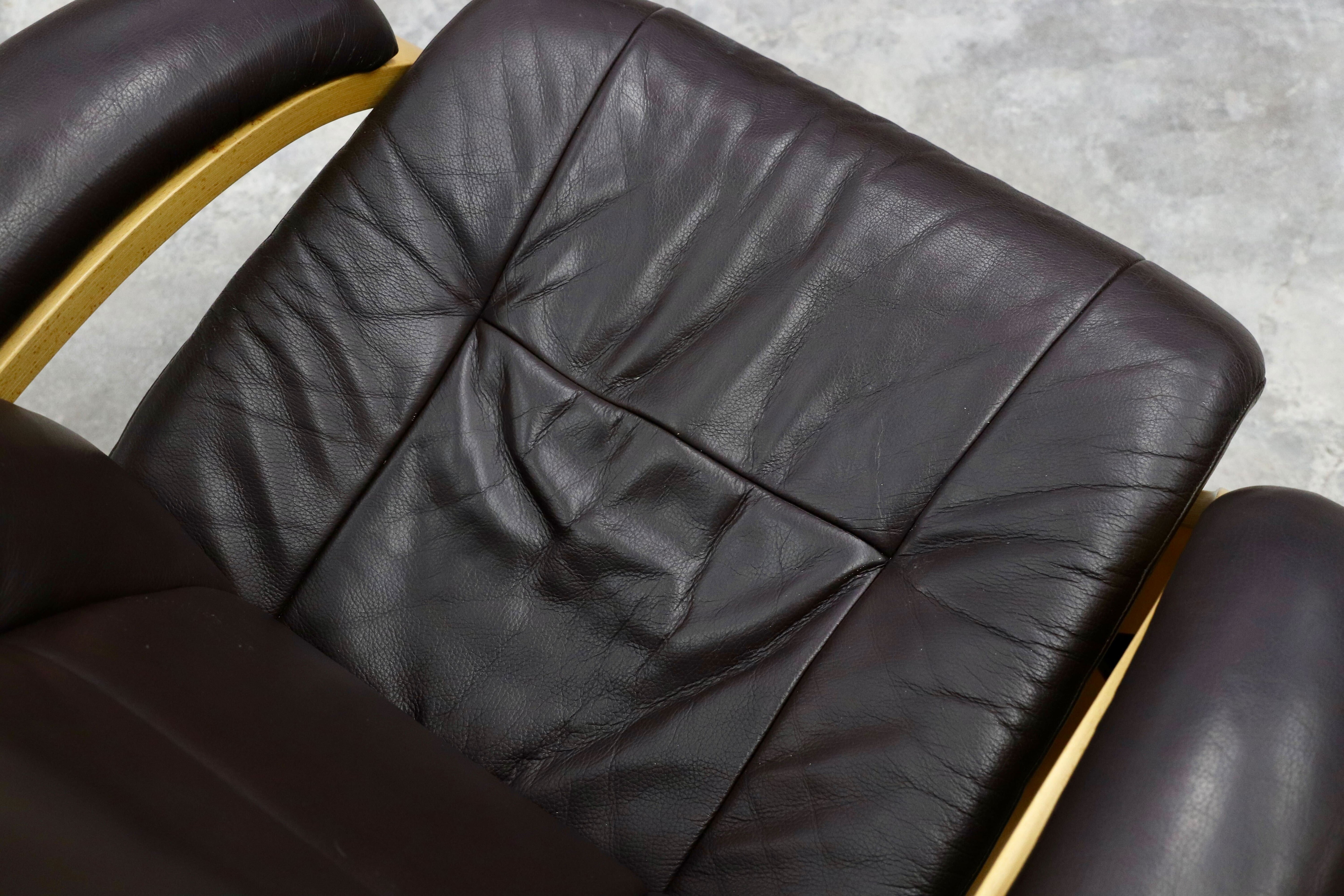 GMHS408○simons シモンズ Fjords フィヨルド マニアーナ リクライニングチェア シングルソファ 北欧家具 ノルウェー 本革 約36万