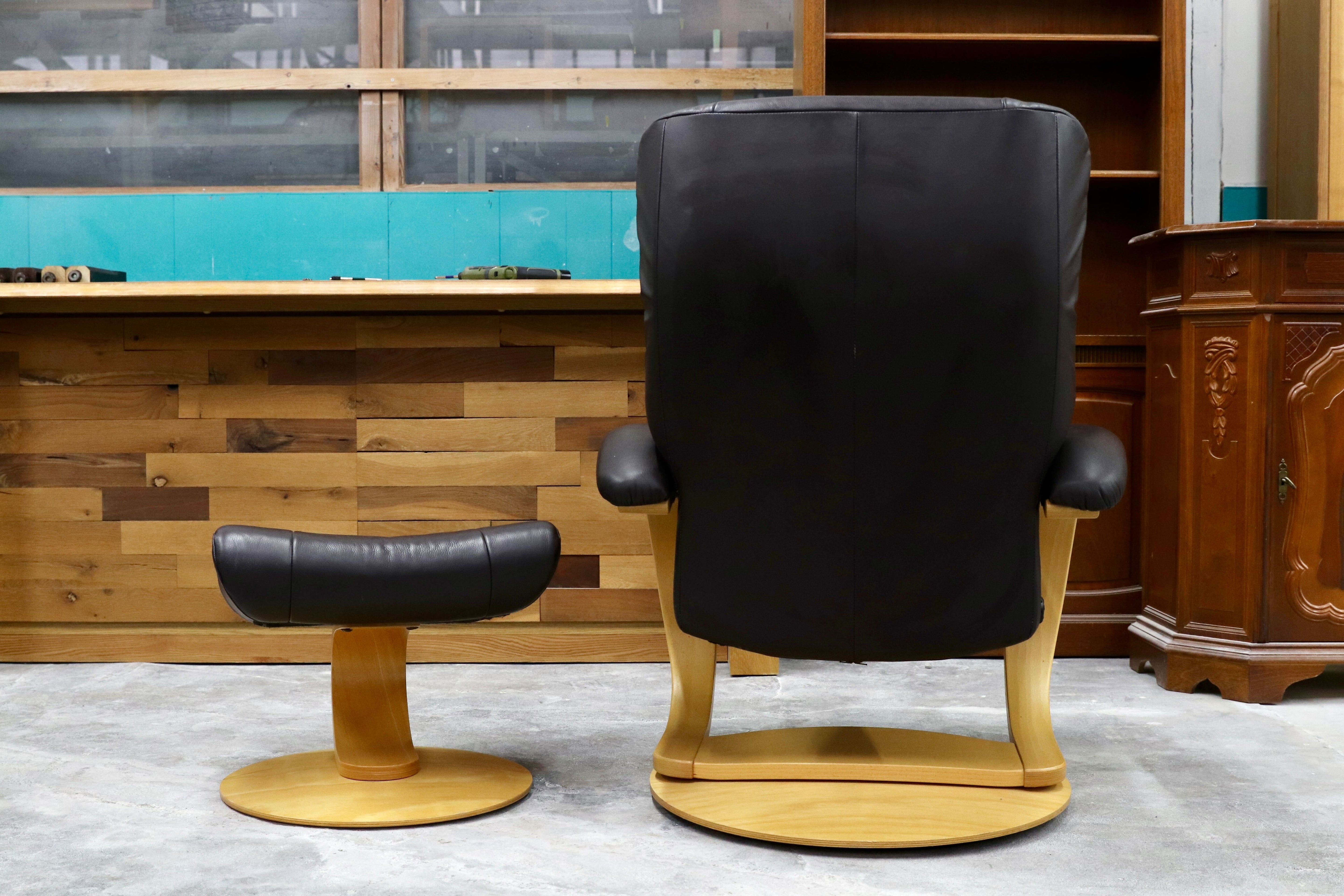 GMHS408○simons シモンズ Fjords フィヨルド マニアーナ リクライニングチェア シングルソファ 北欧家具 ノルウェー 本革 約36万