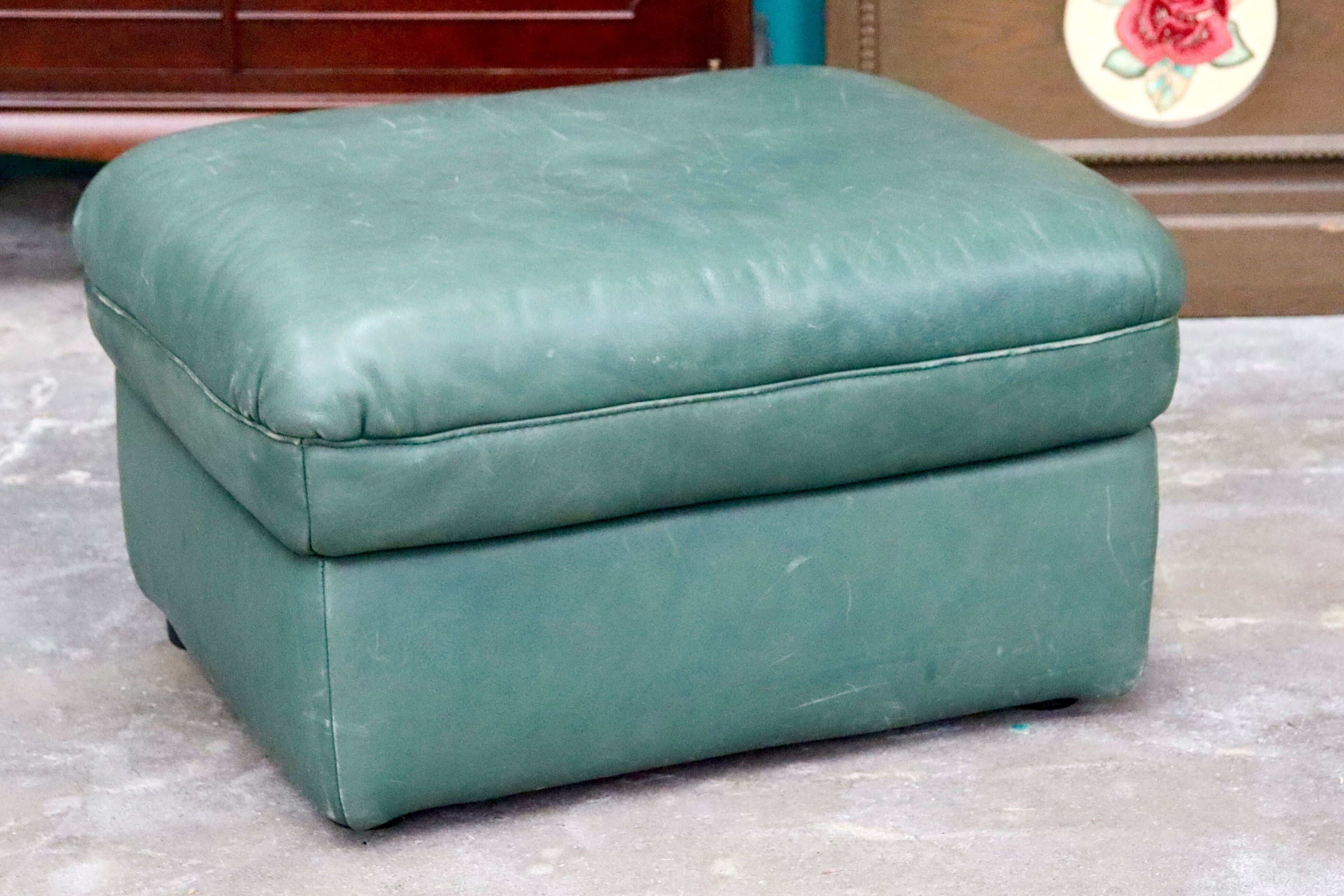 GMIS509B○karimoku / カリモク スツール オットマン 椅子 足置き 腰掛け 本革 ダークグリーン モダン シンプル 国産家具