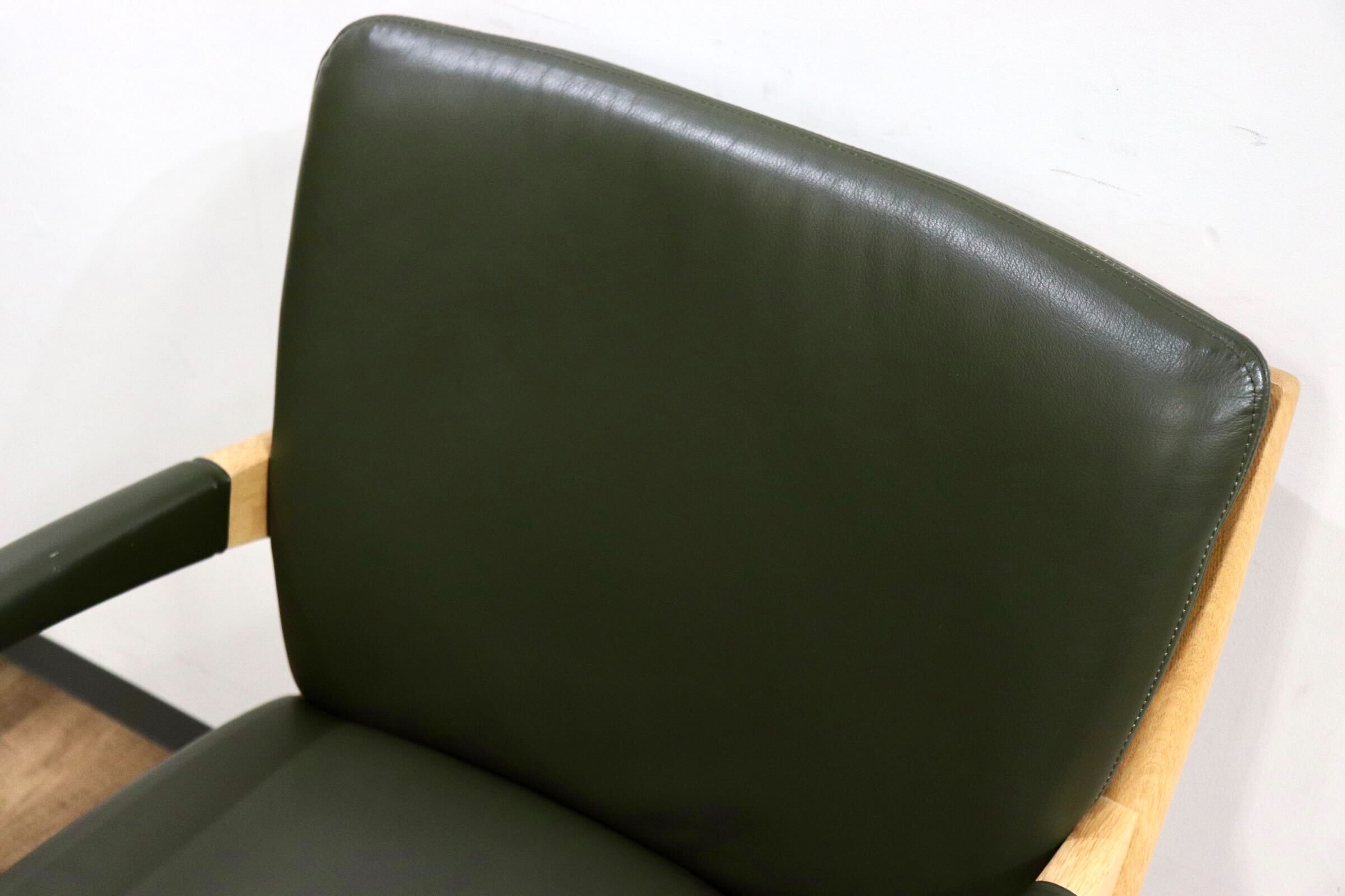 GMIH25C○匠工芸 / TAKUM Jazz アームチェア ダイニングチェア 椅子 チェア 国産家具 本革 グリーン オーク無垢材 検)カンディハウス