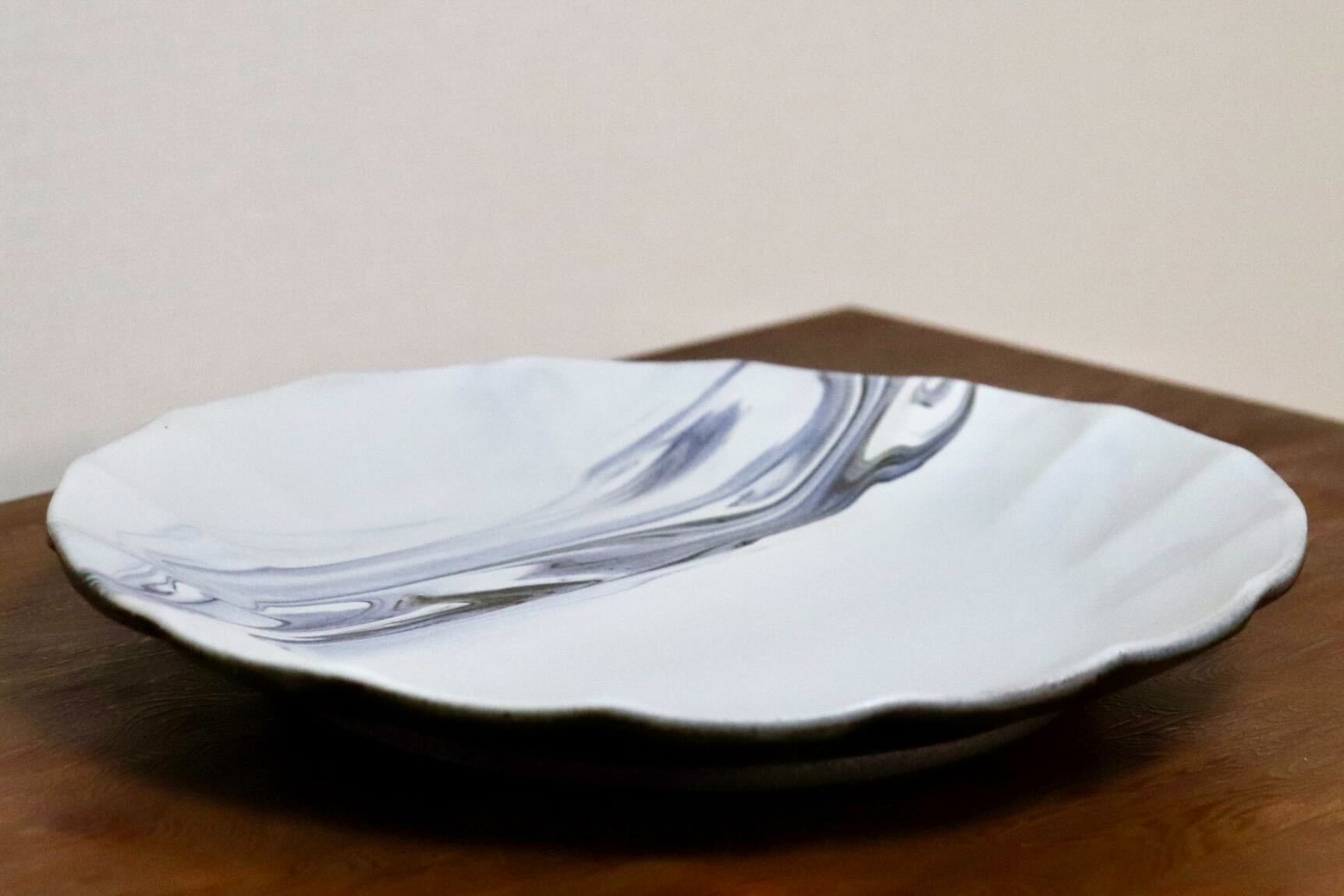 GMIO446A○千代市陶房 清水万佐年 丹波焼 8寸皿 伝統工芸 丹波篠山 陶器 未使用