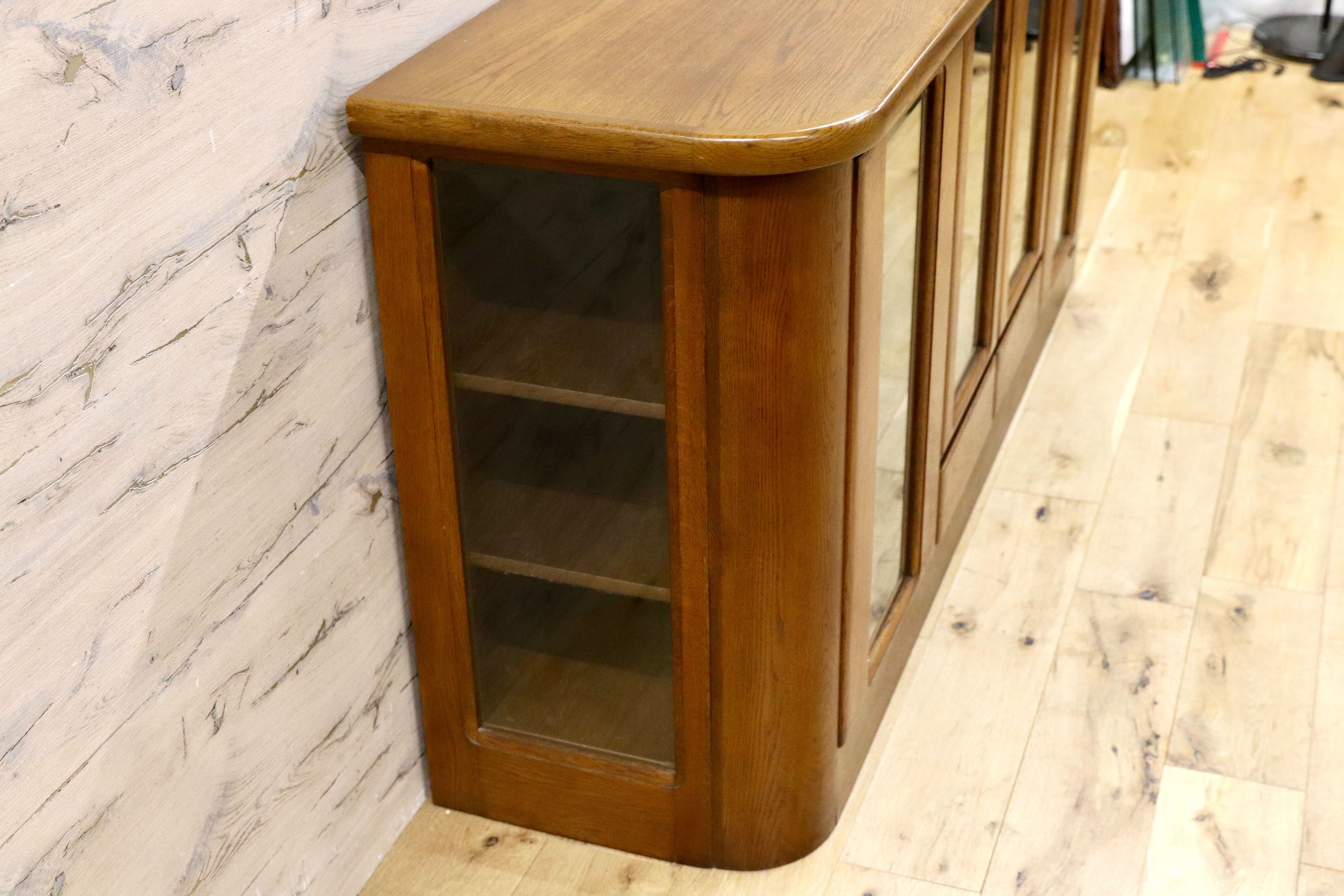 GMIH314○浜本工芸 / HAMAMOTO サイドボード リビングボード 楢材 オールド 国産 ヴィンテージ キュリオケース