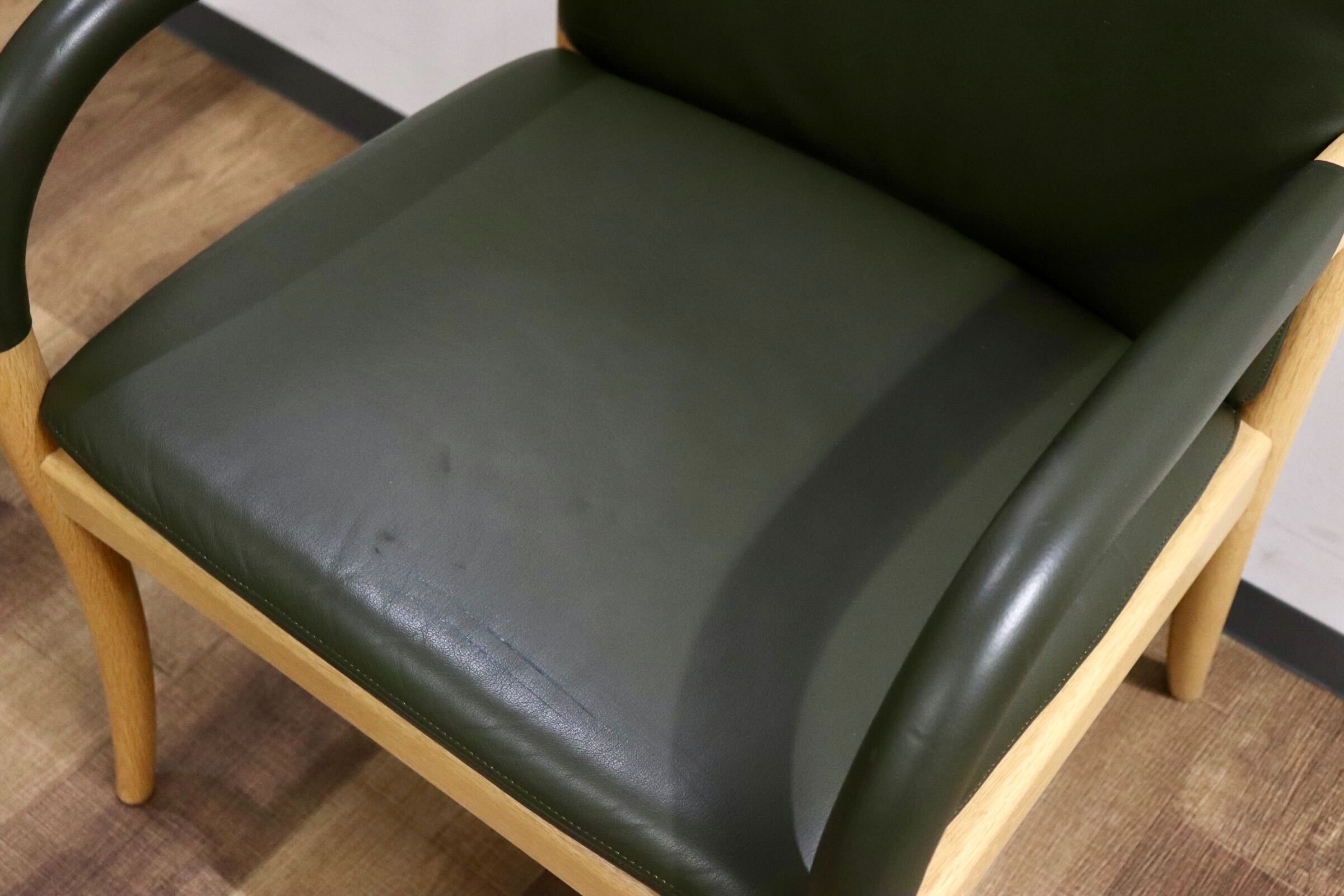 GMIH25D○匠工芸 / TAKUM Jazz アームチェア ダイニングチェア 椅子 チェア 国産家具 本革 グリーン オーク無垢材 検)カンディハウス