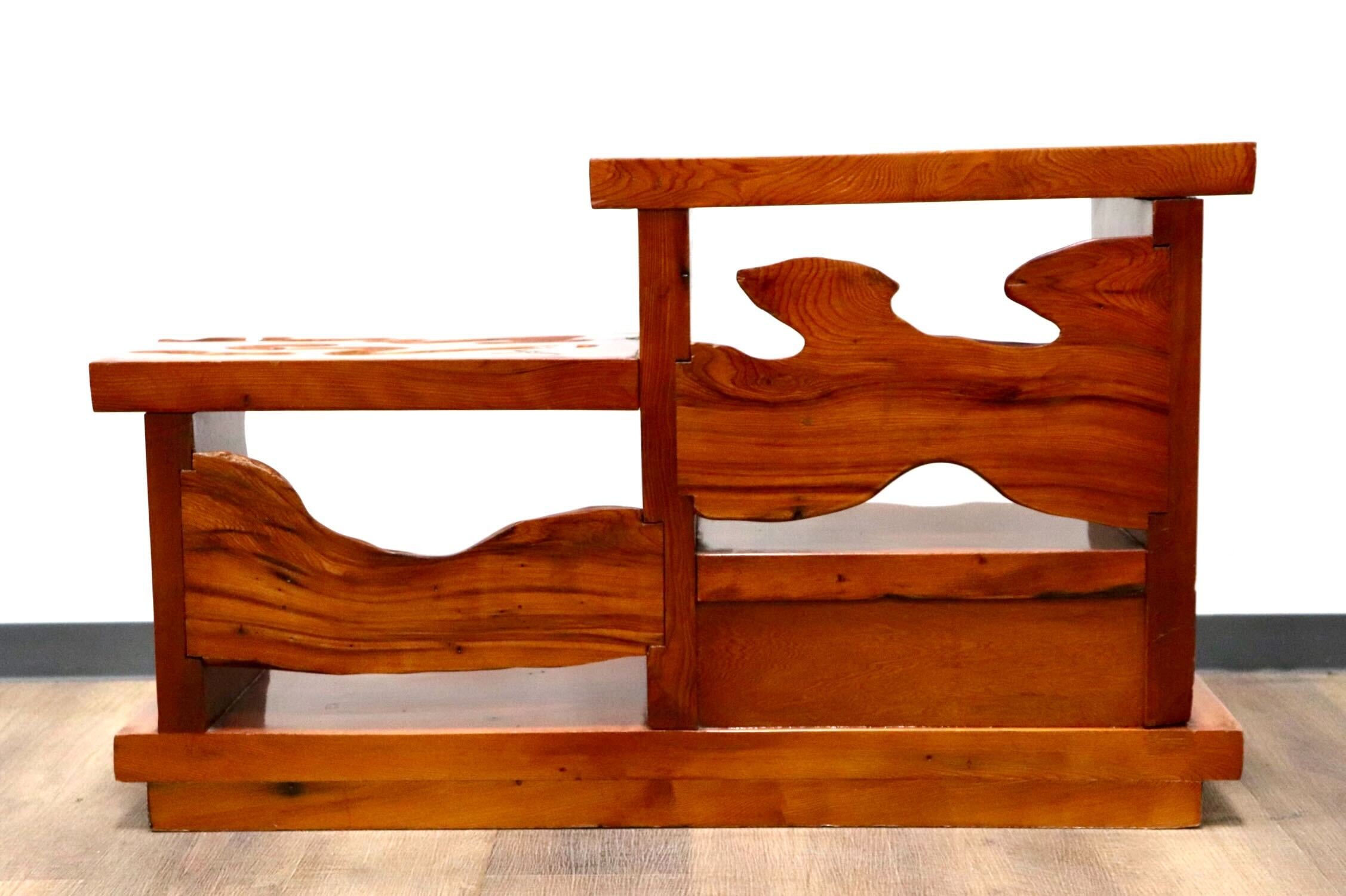 GMHS6○世界遺産屋久杉 無垢 置床 飾り棚 花台 小引出し 飾り台 収納家具 和家具 和モダン レトロ 座敷 和室 最高級 アンティーク