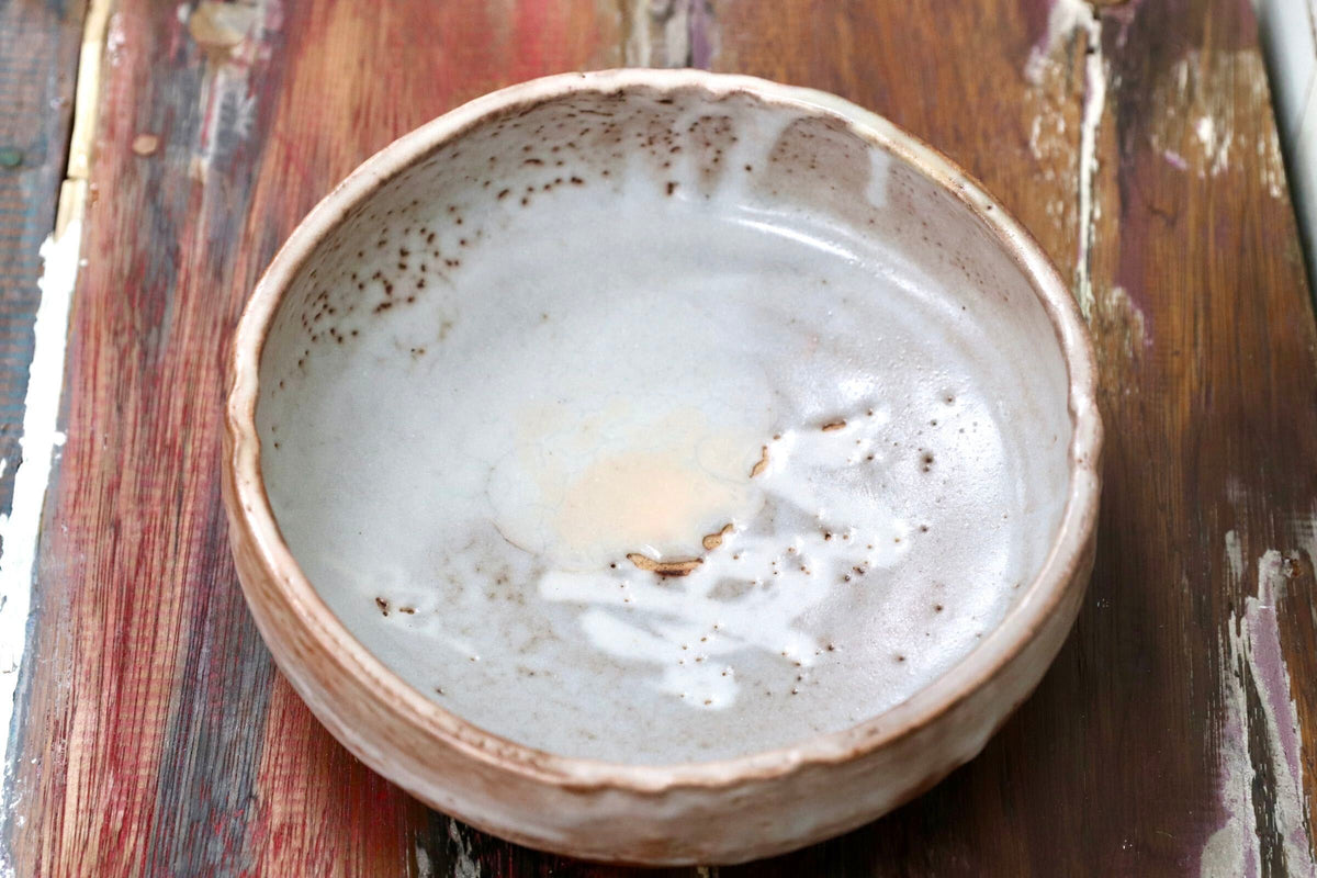 GMJO136I○水野澤三 陽山窯 志野 三足鉢 菓子器 盛鉢 茶道具 美濃焼 陶芸