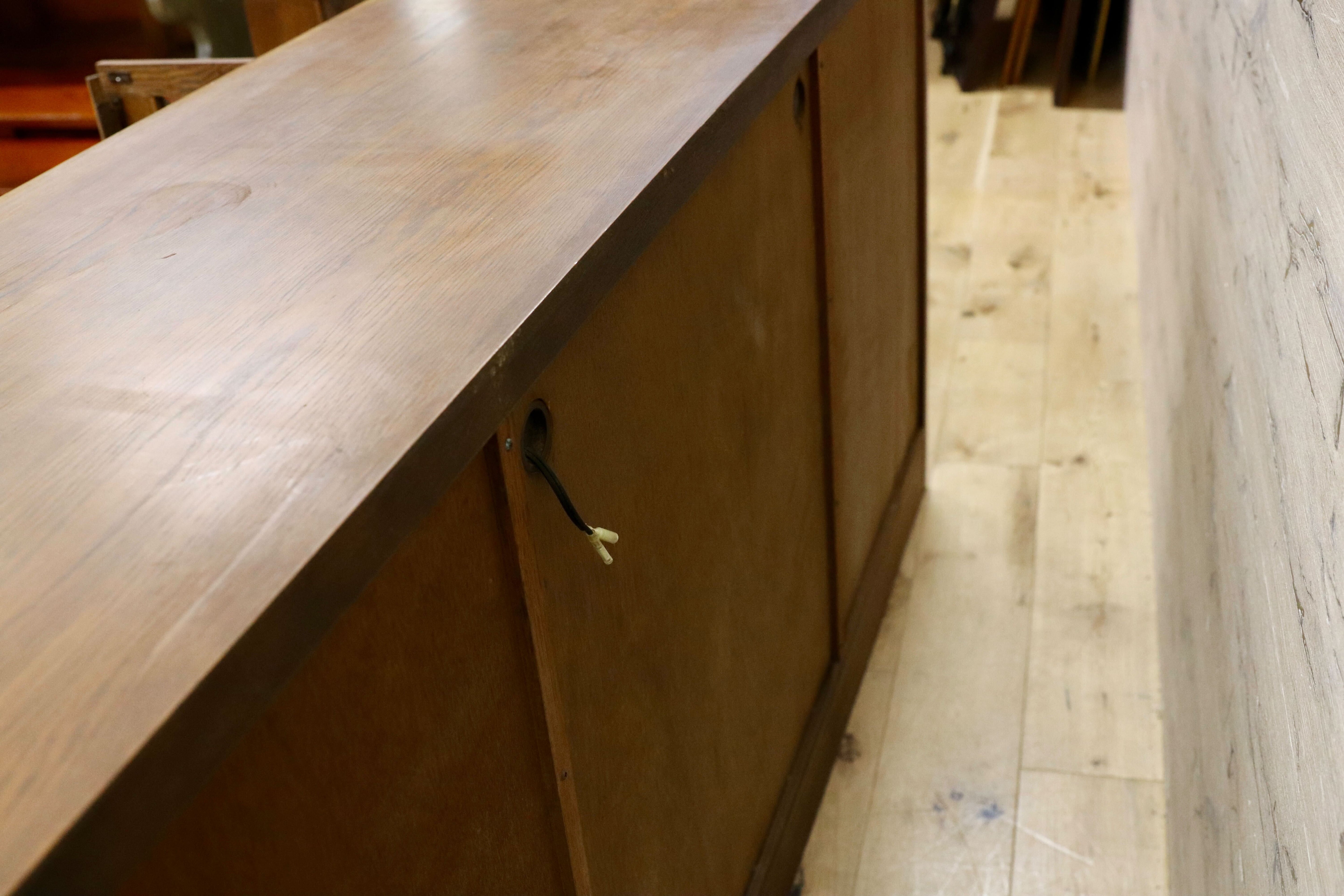 GMIH314○浜本工芸 / HAMAMOTO サイドボード リビングボード 楢材 オールド 国産 ヴィンテージ キュリオケース