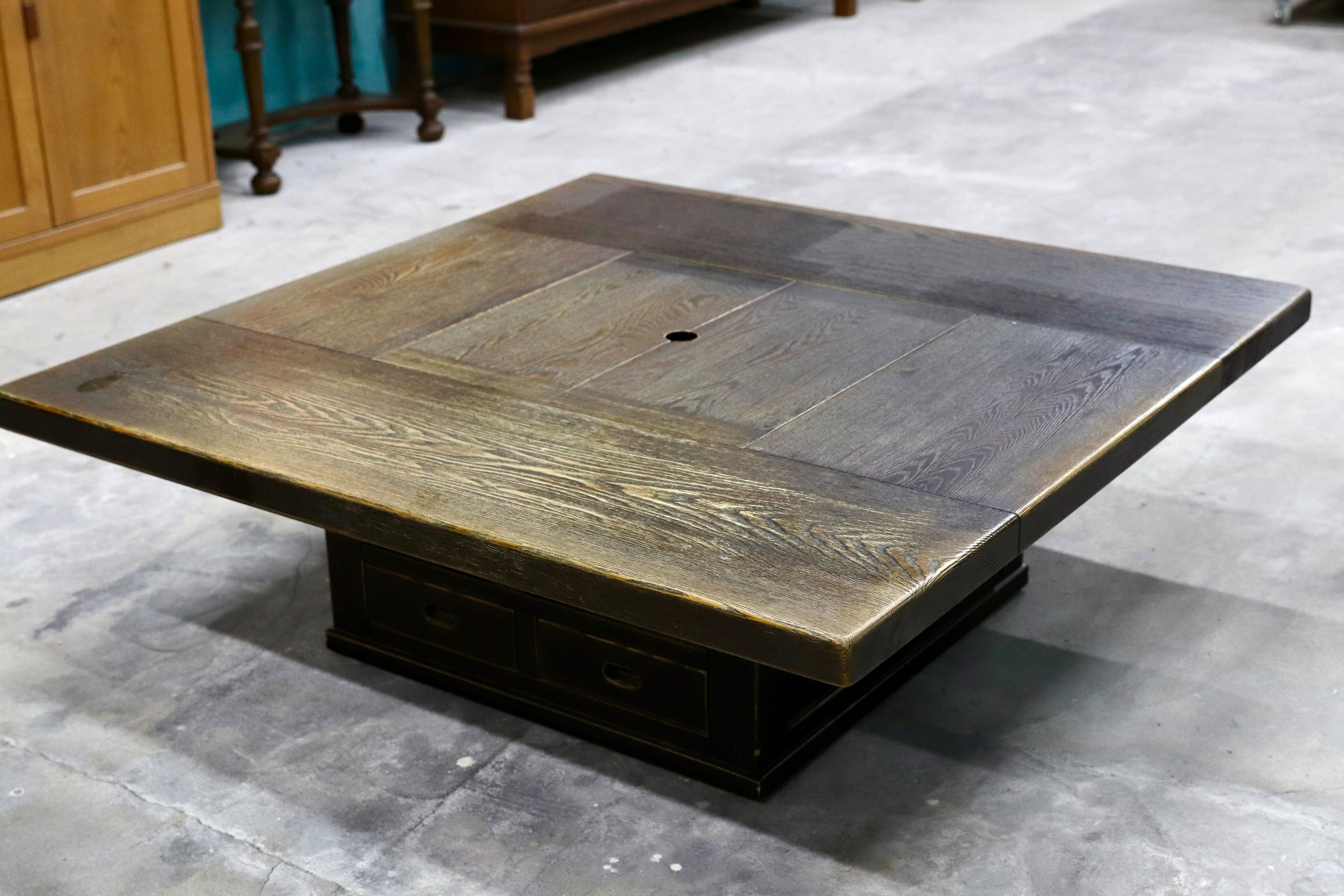 GMHH455○和モダン 民芸調 火鉢 ローテーブル センターテーブル リビングテーブル 和室 座敷 テーブル アンティーク 検)プロヴィンシャル