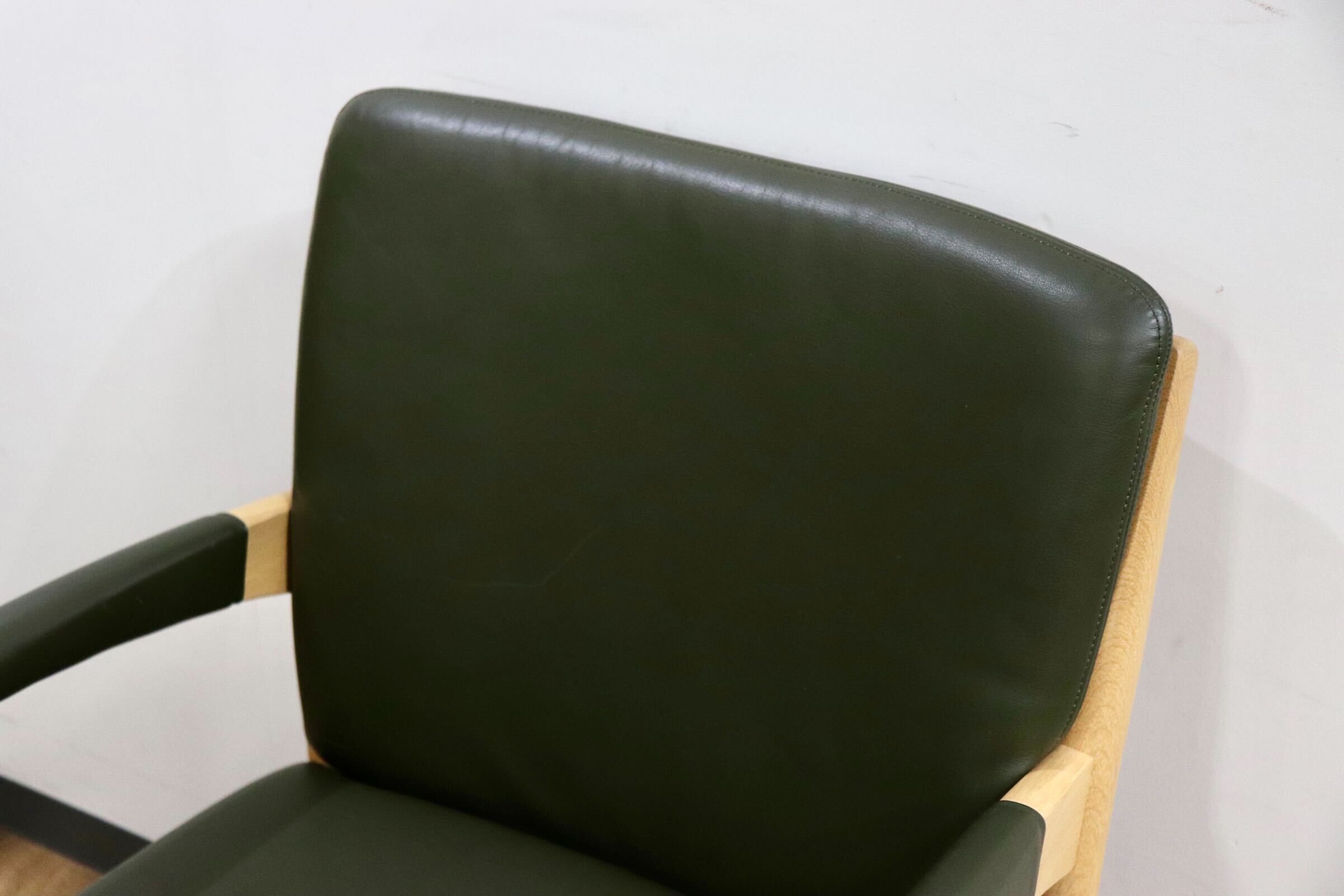 GMIH25D○匠工芸 / TAKUM Jazz アームチェア ダイニングチェア 椅子 チェア 国産家具 本革 グリーン オーク無垢材 検)カンディハウス