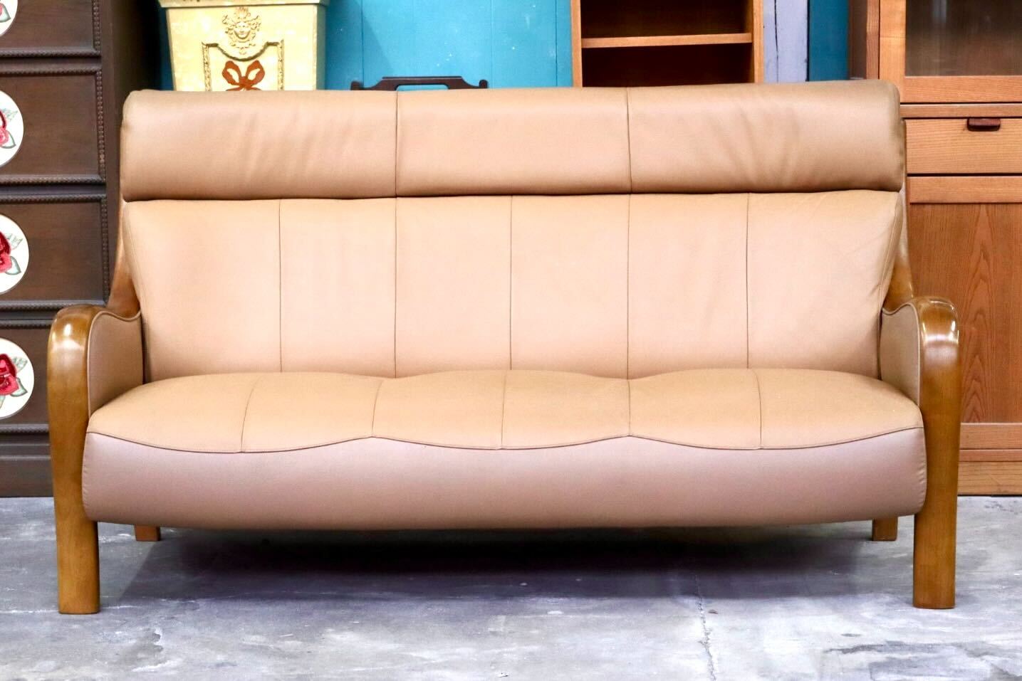 GMIK890○karimoku / カリモク Direttore ディレトーレ 3人掛けソファ トリプルソファ 長椅子 本革 国産家具