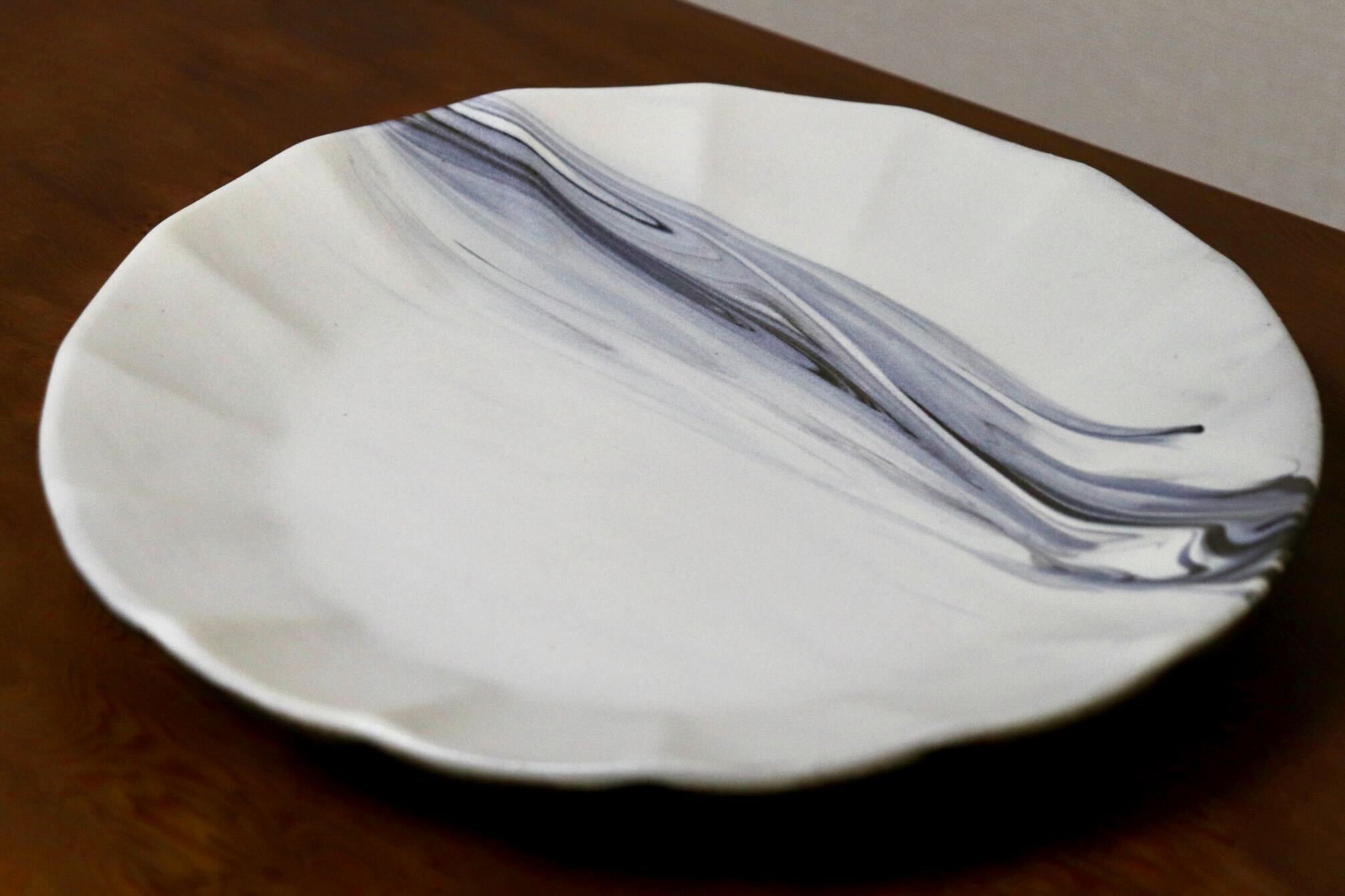 GMIO446B○千代市陶房 清水万佐年 丹波焼 8寸皿 伝統工芸 丹波篠山 陶器 未使用