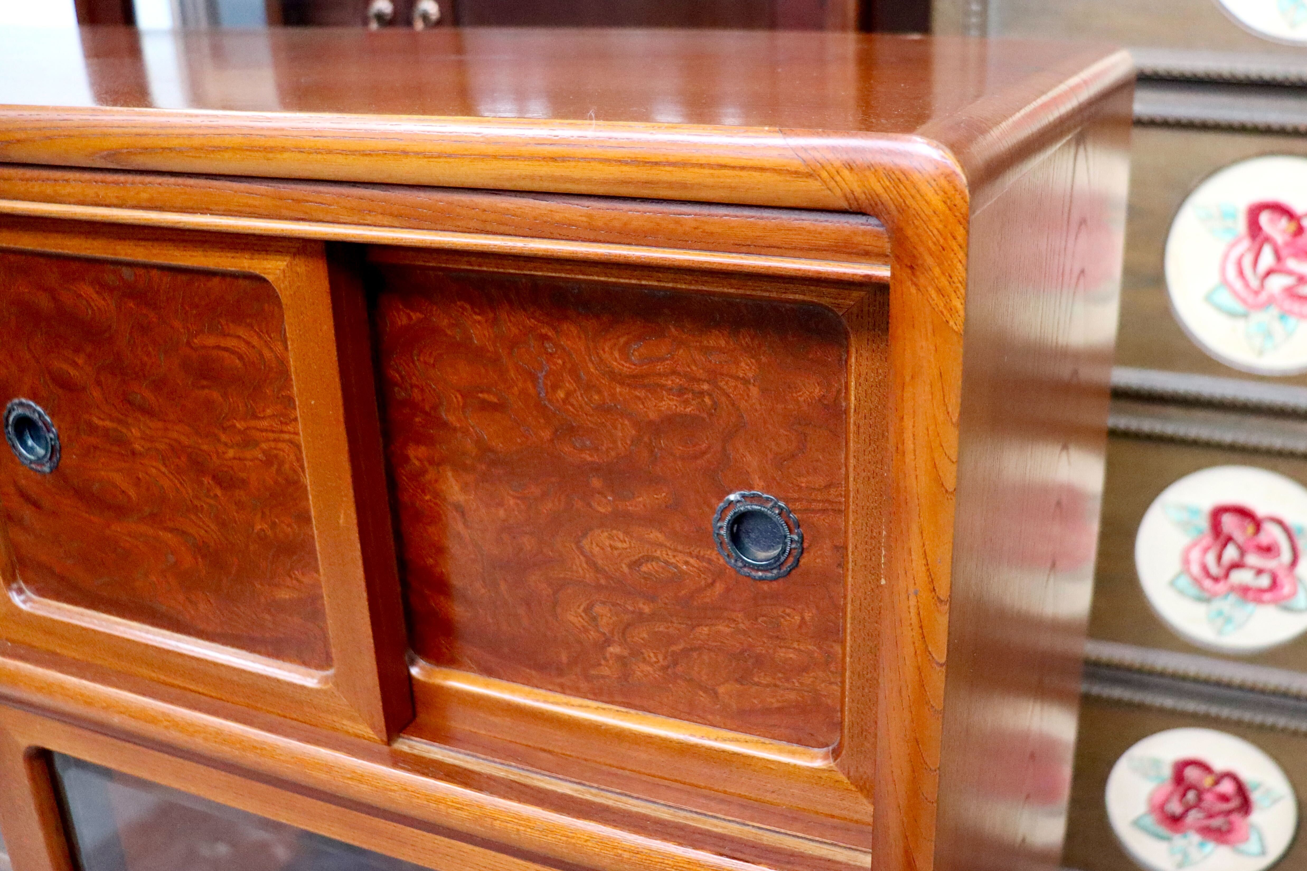 GMIH426○民芸家具 サイドボード 飾り棚 茶箪笥 和家具 茶棚 食器棚 収納 引き出し 無垢材 昭和 レトロ アンティーク