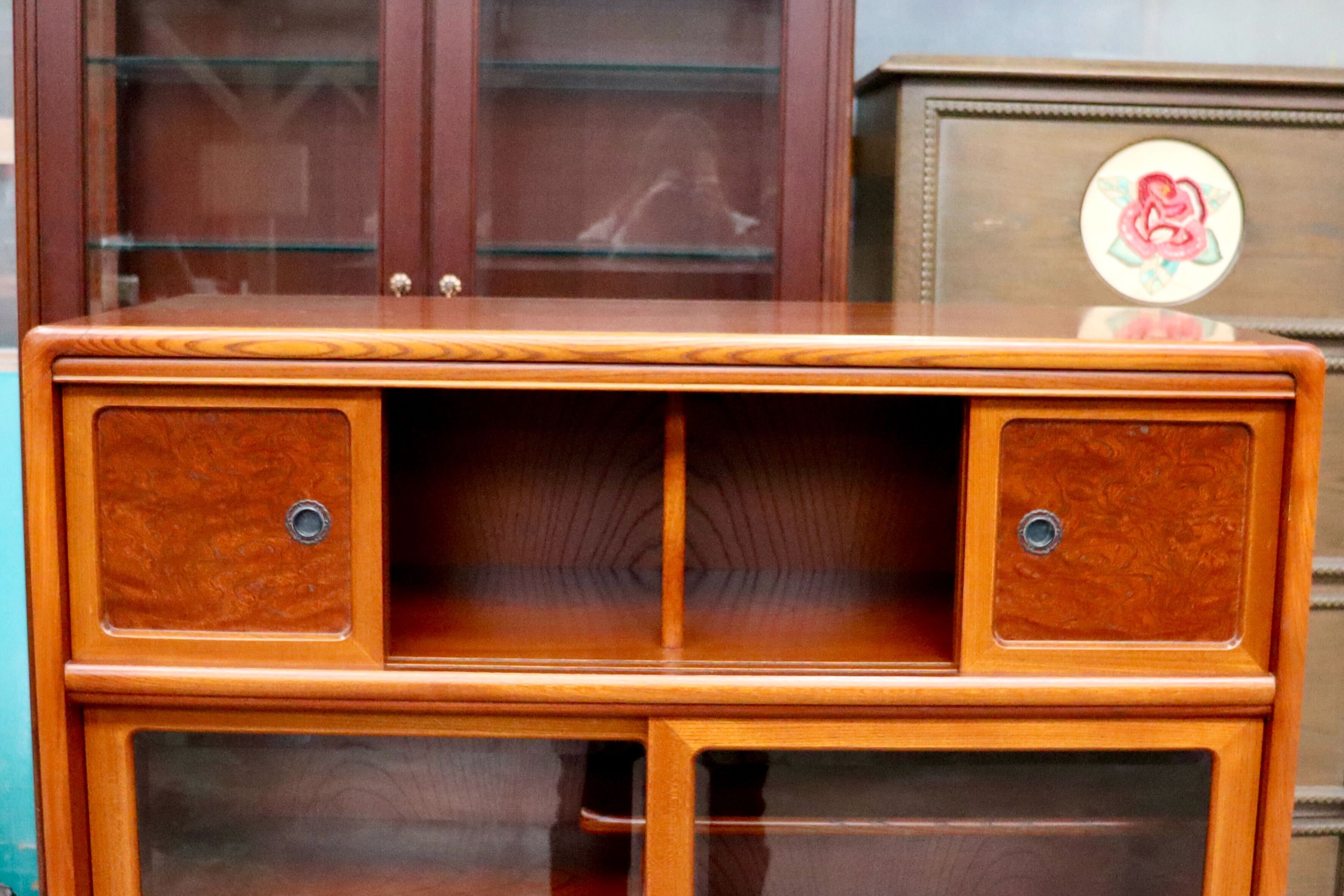 GMIH426○民芸家具 サイドボード 飾り棚 茶箪笥 和家具 茶棚 食器棚 収納 引き出し 無垢材 昭和 レトロ アンティーク