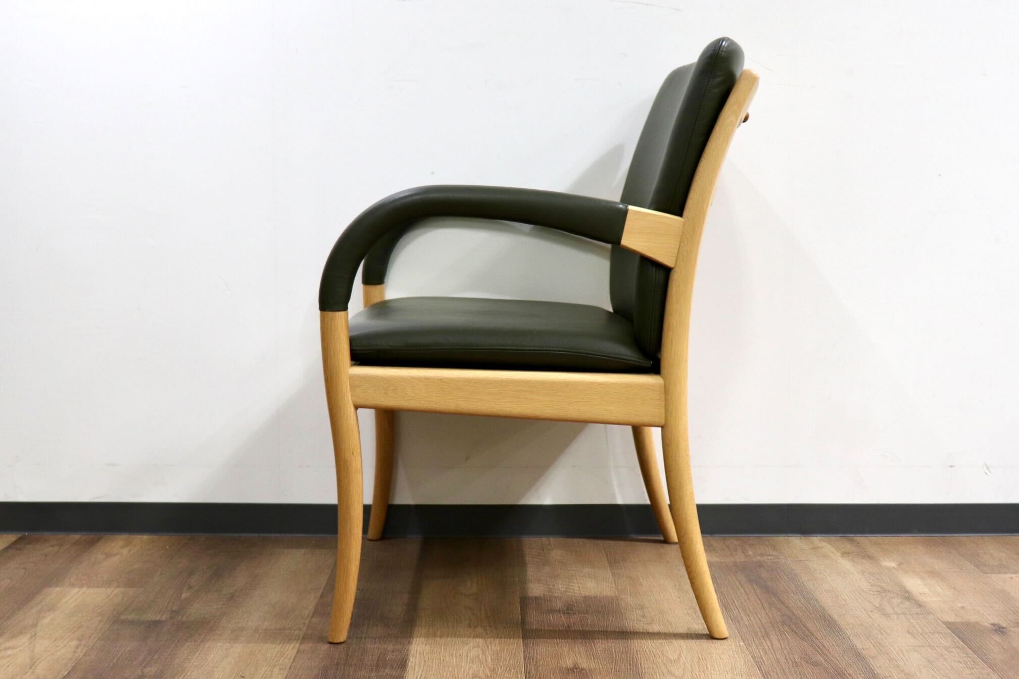 GMIH25D○匠工芸 / TAKUM Jazz アームチェア ダイニングチェア 椅子 チェア 国産家具 本革 グリーン オーク無垢材 検)カンディハウス