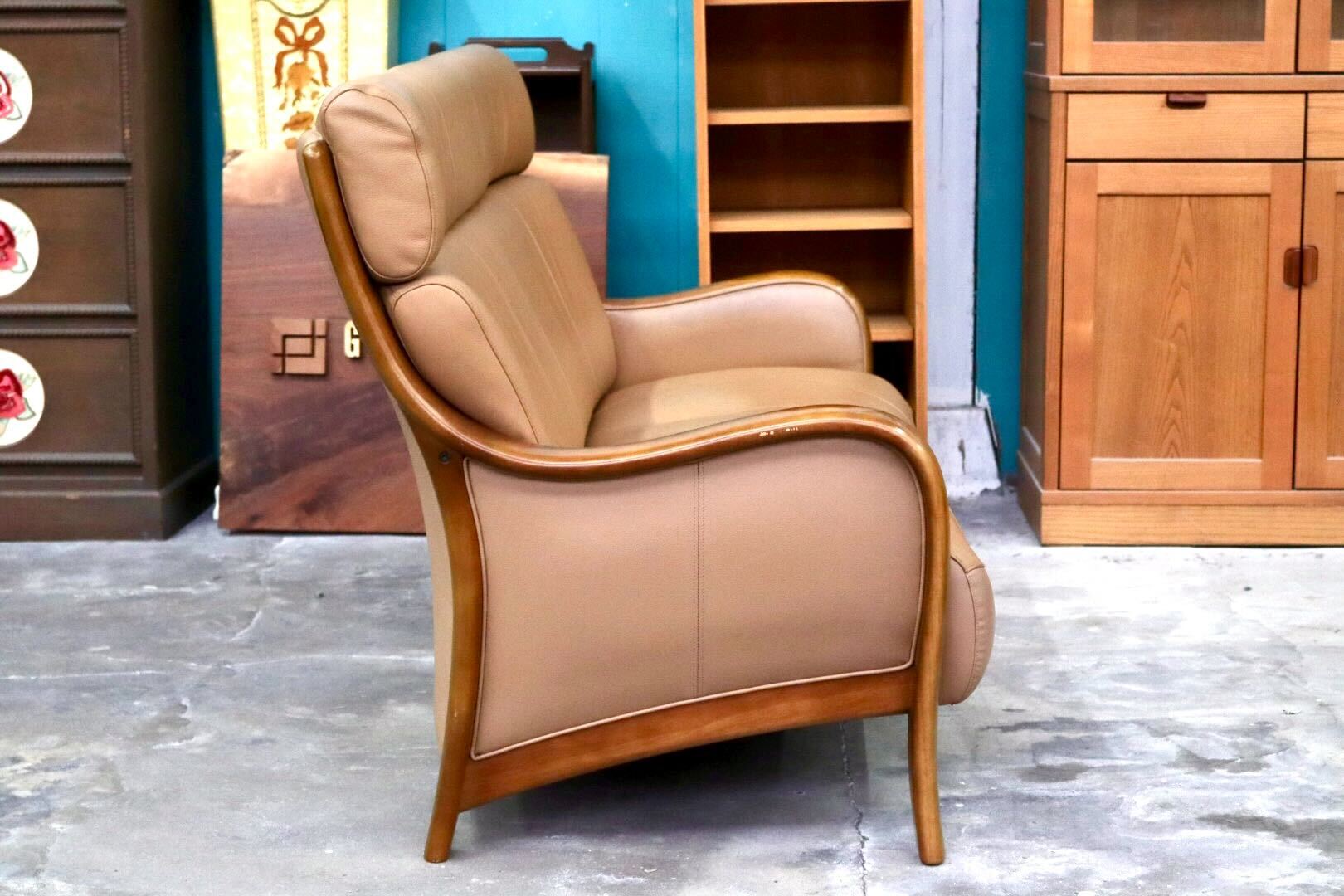 GMIK890○karimoku / カリモク Direttore ディレトーレ 3人掛けソファ トリプルソファ 長椅子 本革 国産家具
