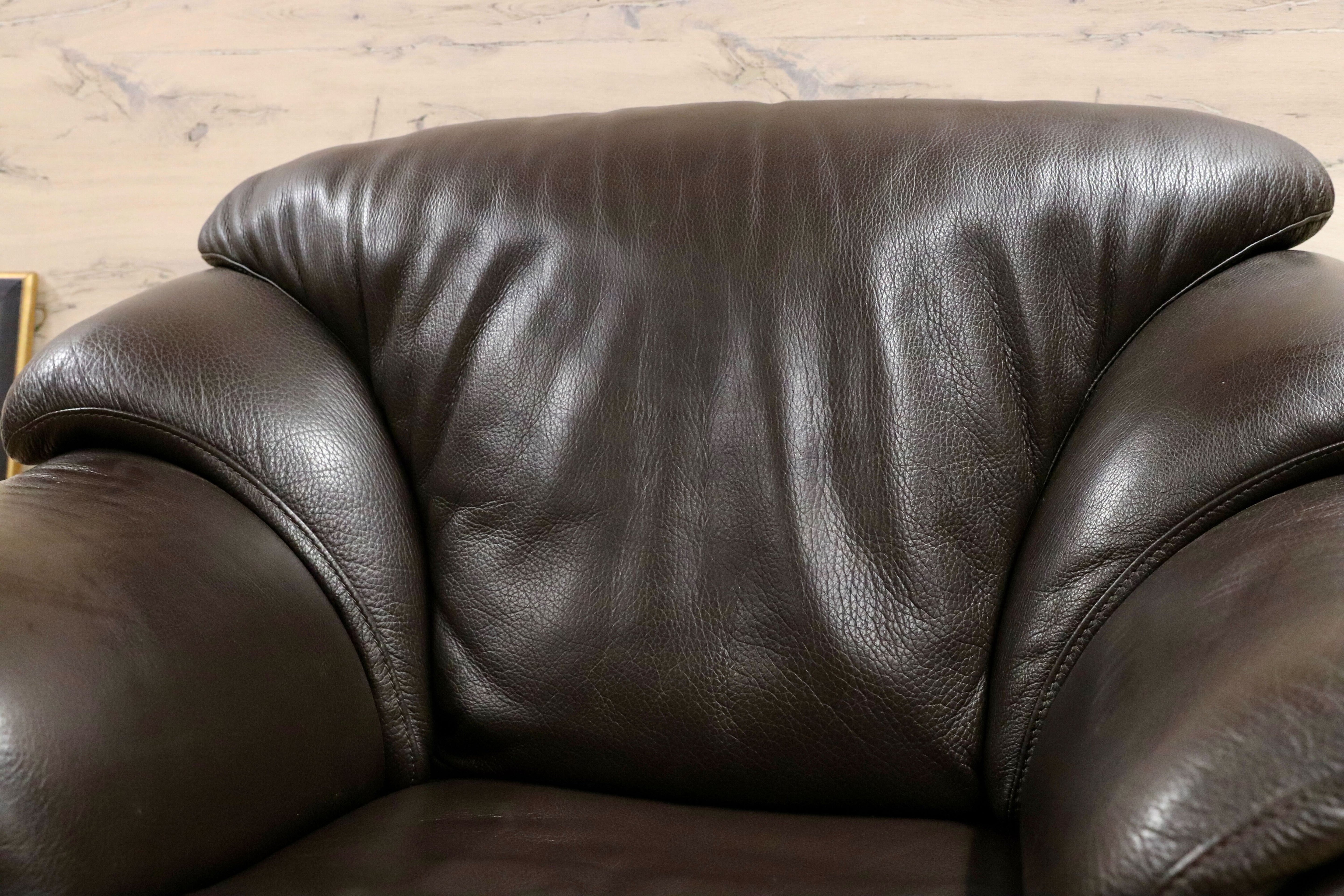 GMHF13A○IDC大塚家具 L/S Comfort-04 1人掛けソファ シングルソファ ラウンジチェア 総本革 ダークブラウン 約14万