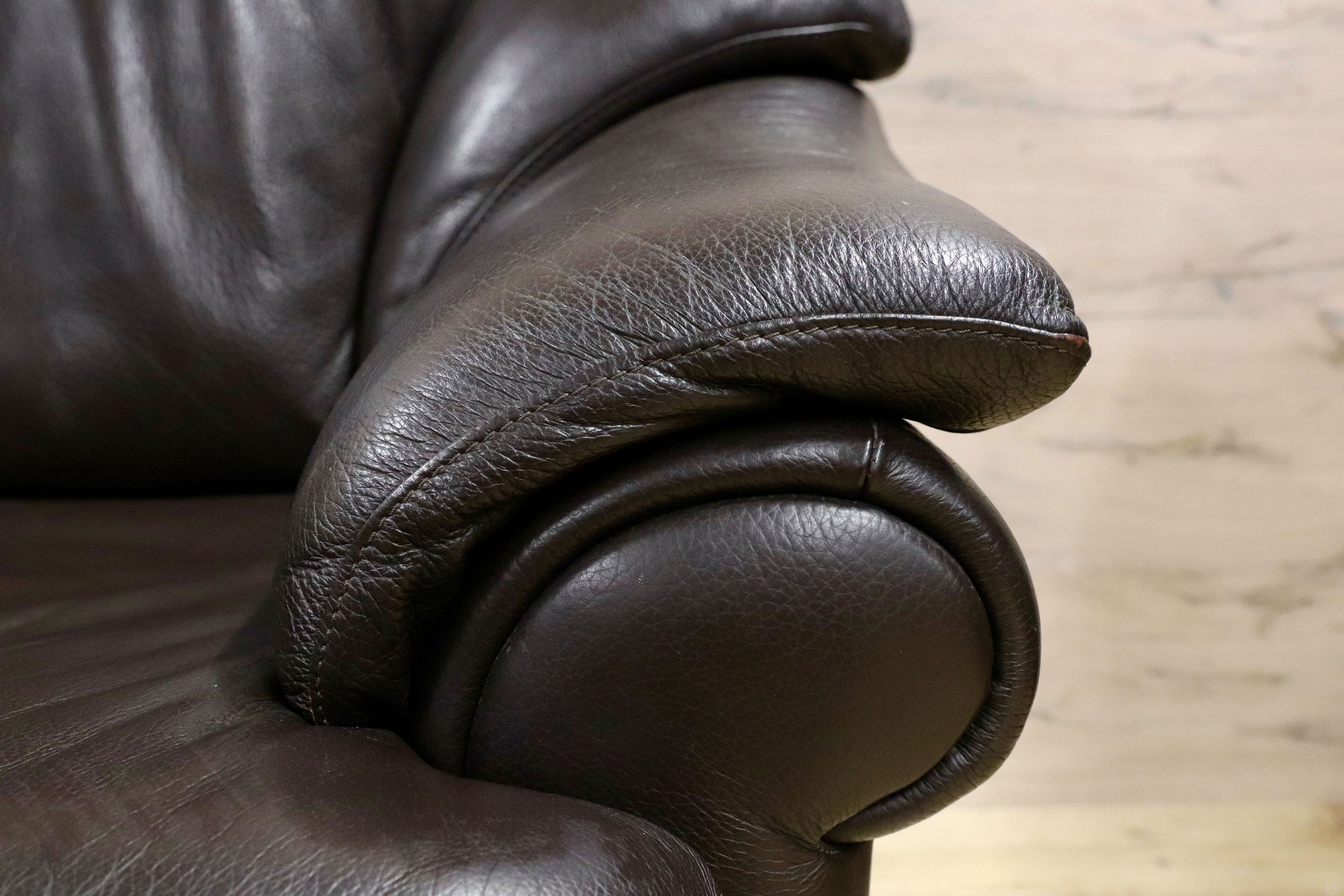 GMHF13A○IDC大塚家具 L/S Comfort-04 1人掛けソファ シングルソファ ラウンジチェア 総本革 ダークブラウン 約14万