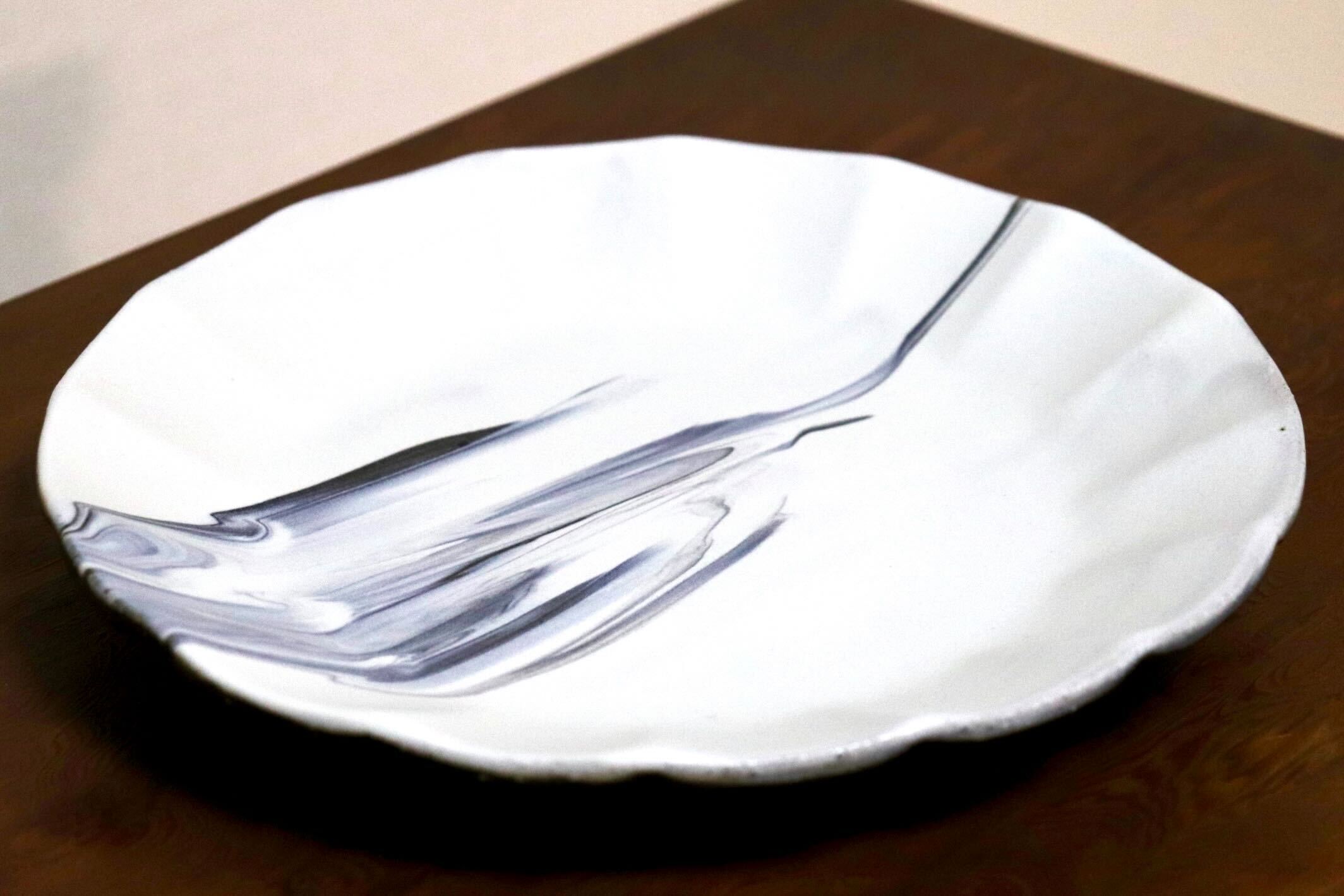 GMIO446C○千代市陶房 清水万佐年 丹波焼 8寸皿 伝統工芸 丹波篠山 陶器 未使用