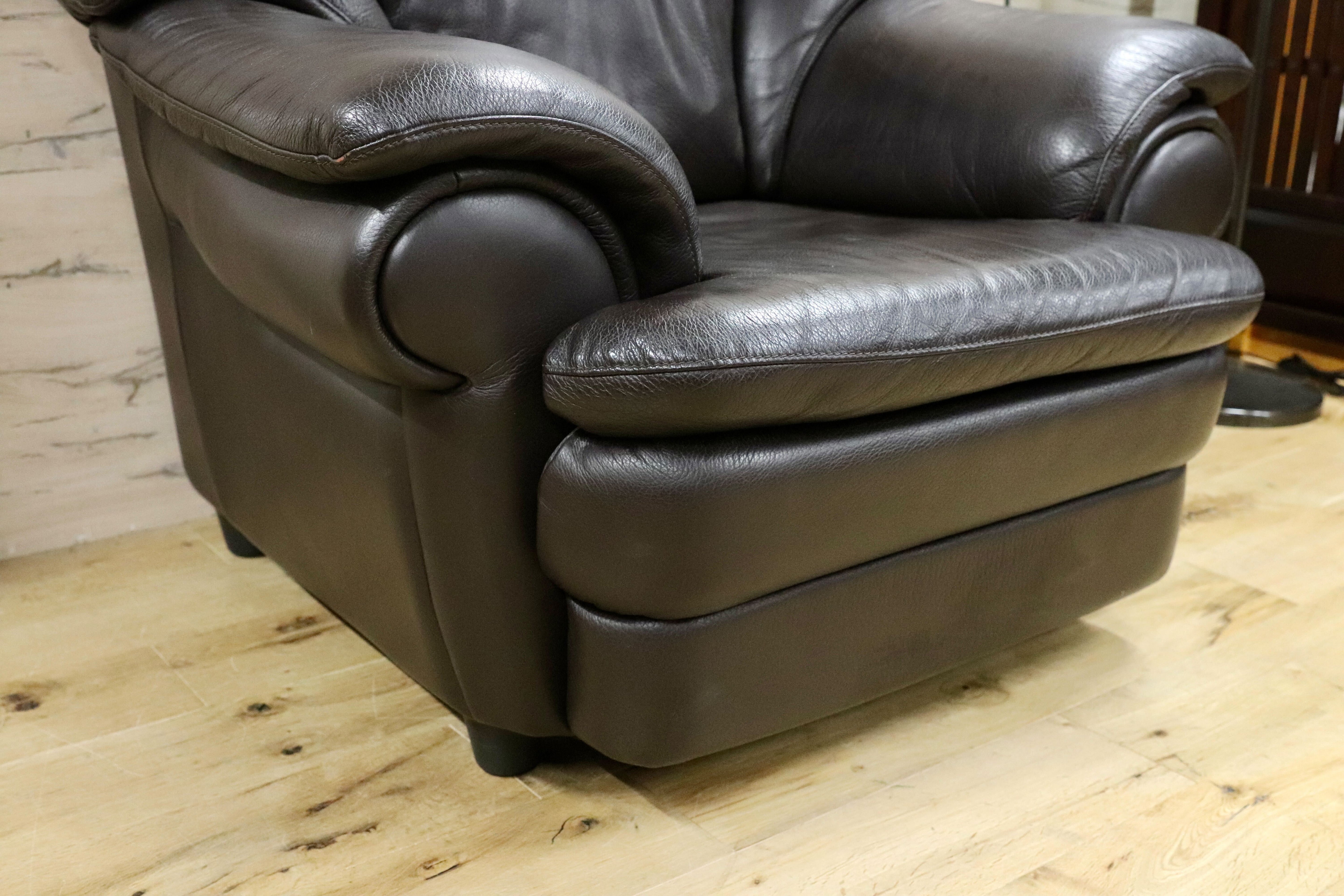 GMHF13A○IDC大塚家具 L/S Comfort-04 1人掛けソファ シングルソファ ラウンジチェア 総本革 ダークブラウン 約14万