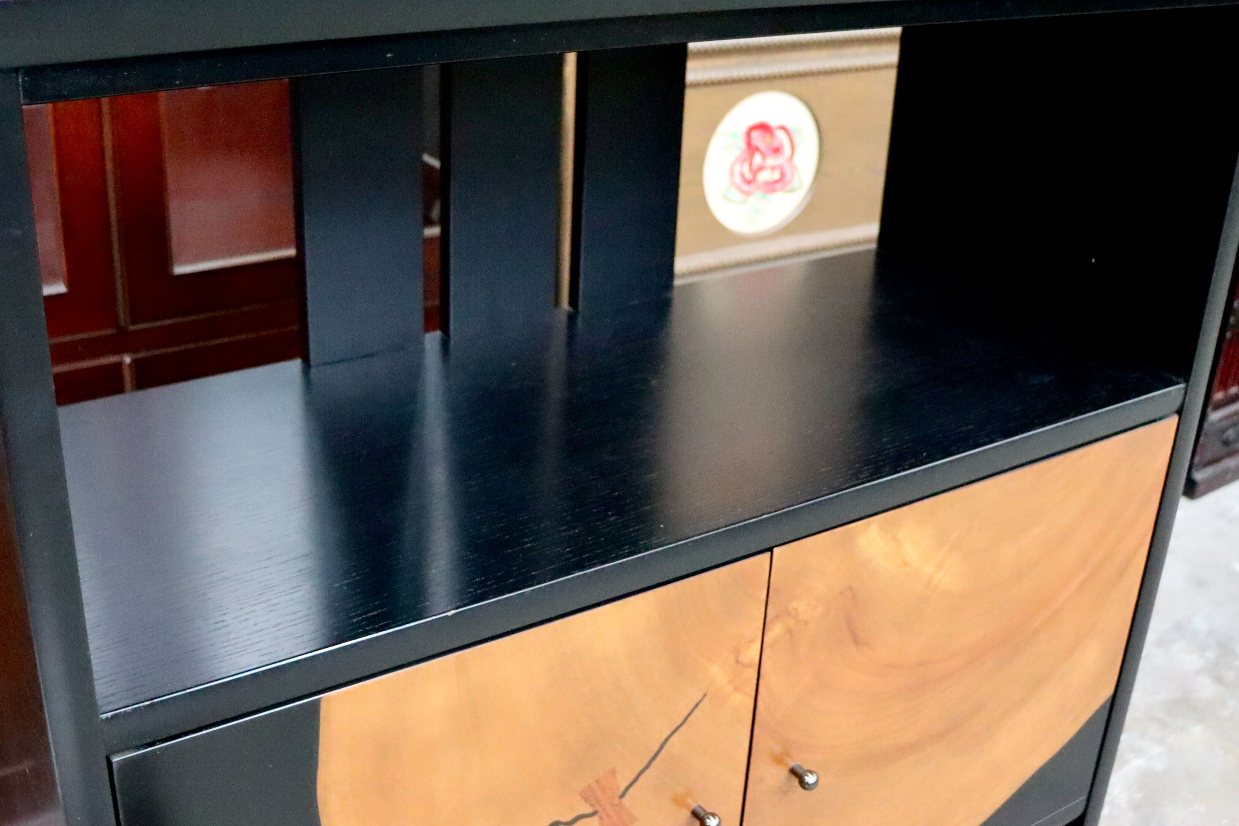 GMIH432○松岡漆工 キャビネット リビングボード 飾り棚 サイドボード 和家具 和モダン 希少 廃盤品 レトロ アンティーク