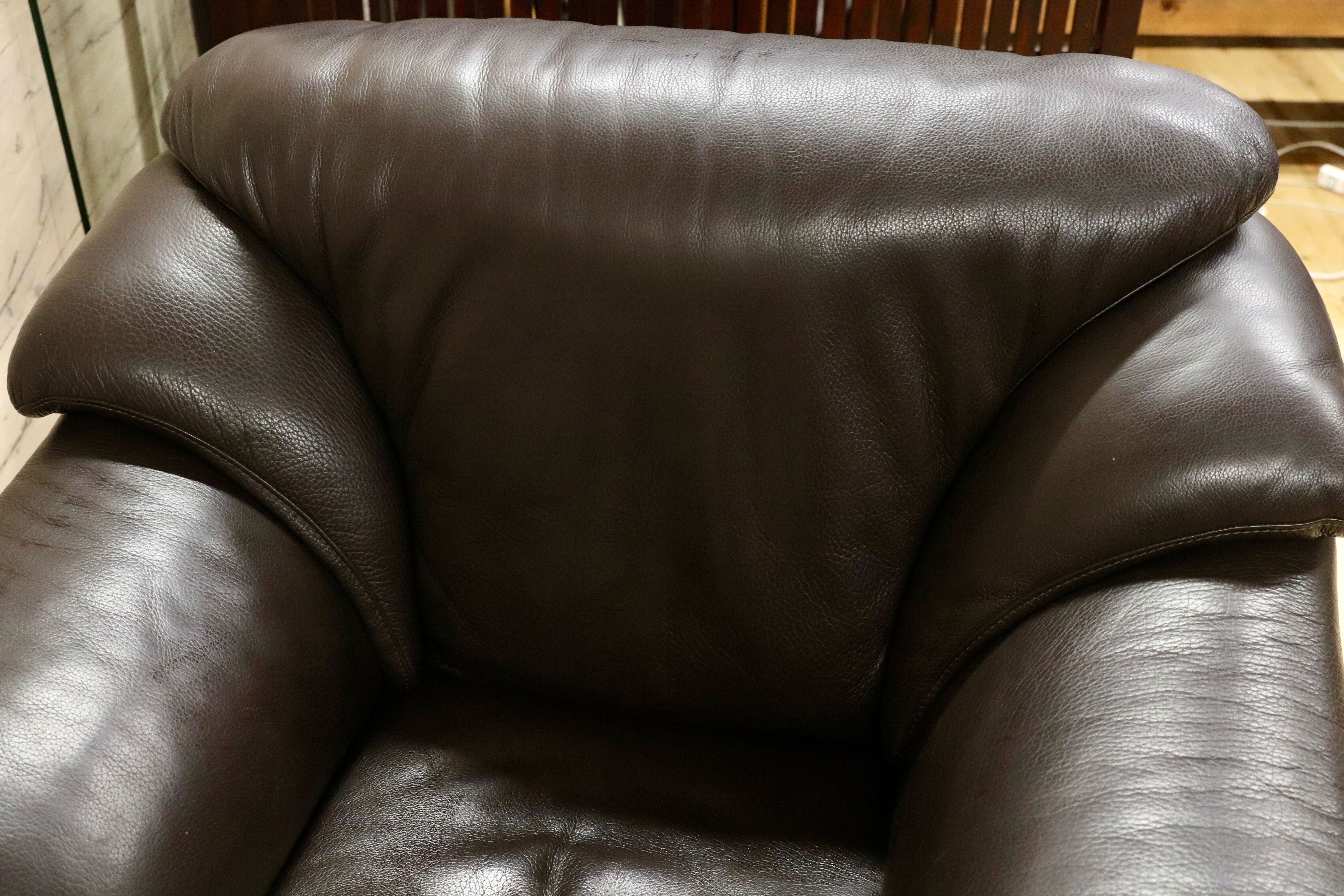 GMHF13A○IDC大塚家具 L/S Comfort-04 1人掛けソファ シングルソファ ラウンジチェア 総本革 ダークブラウン 約14万